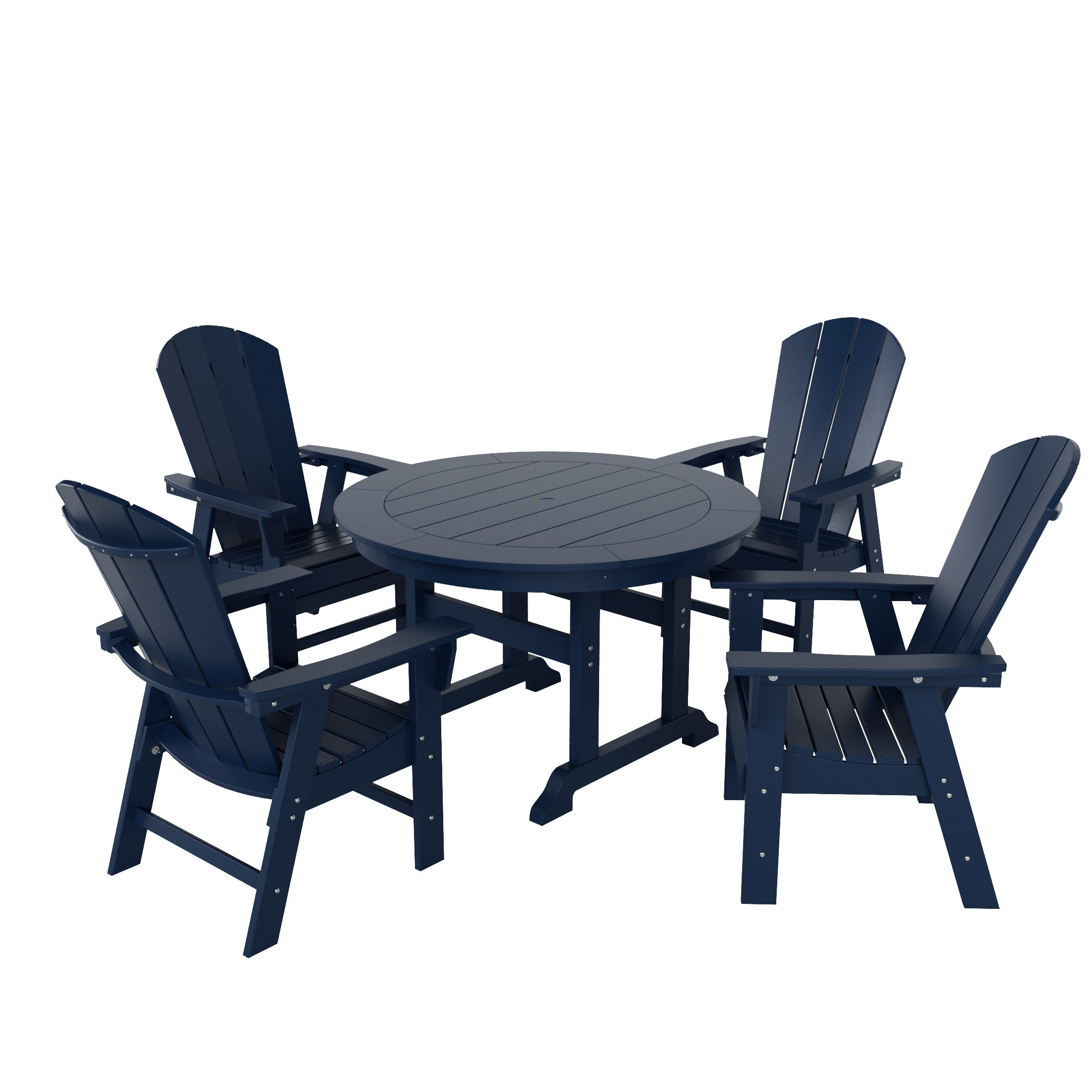 Paradise 5 Piece Outdoor Patio Dining Round Table and Curved Back Armchair Set