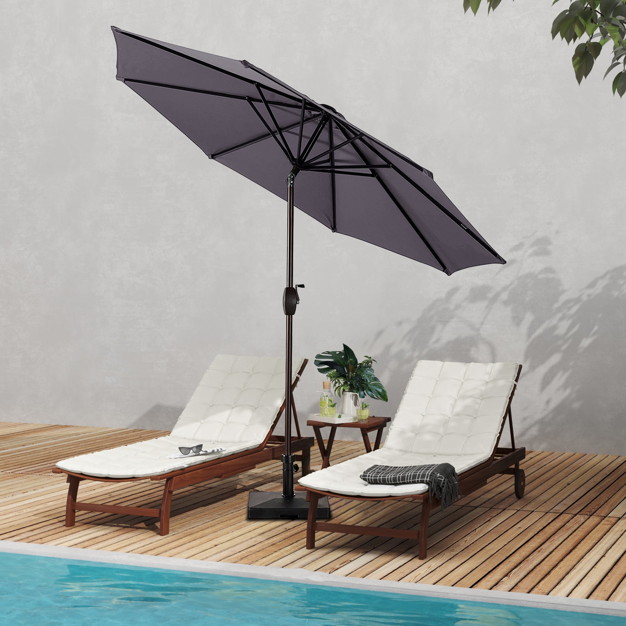 Cabana 9 ft. Patio Table Umbrella with 50 lbs concrete weight base kit