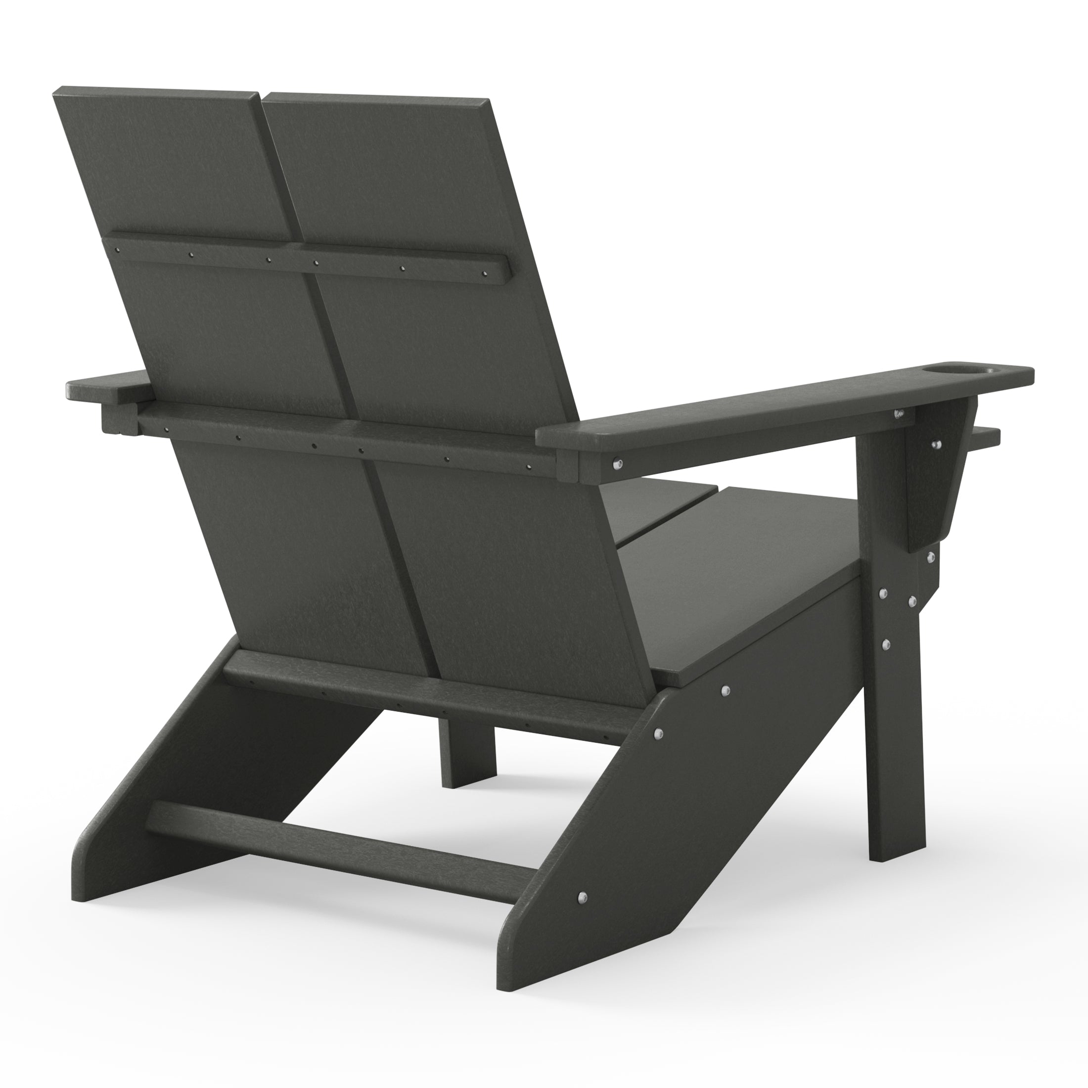 Seaview Outdoor HDPE Modern Adirondack Chair with Cup Holder