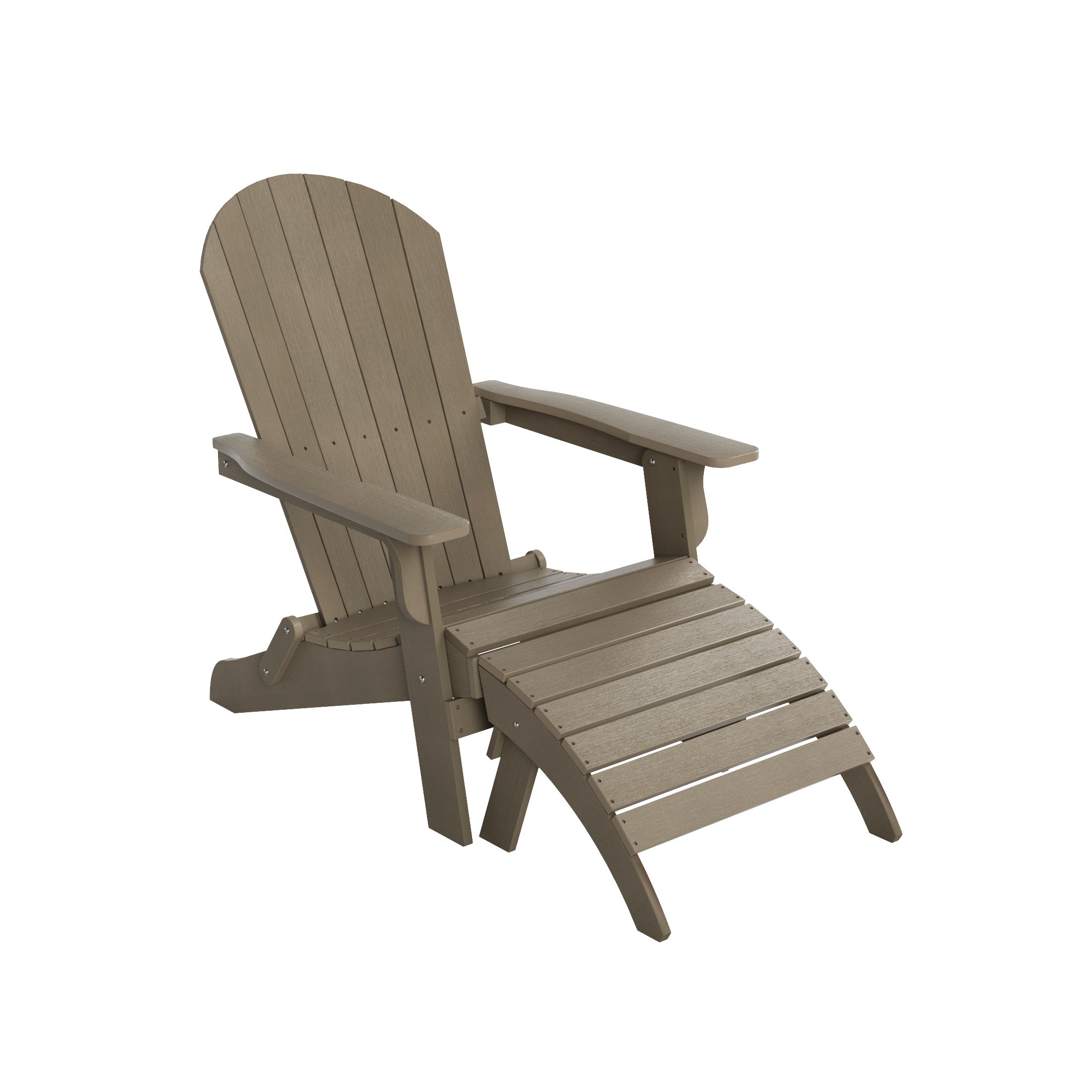 Florence 2-Piece HIPS Outdoor Folding Adirondack Seashell Chair With Folding Ottoman