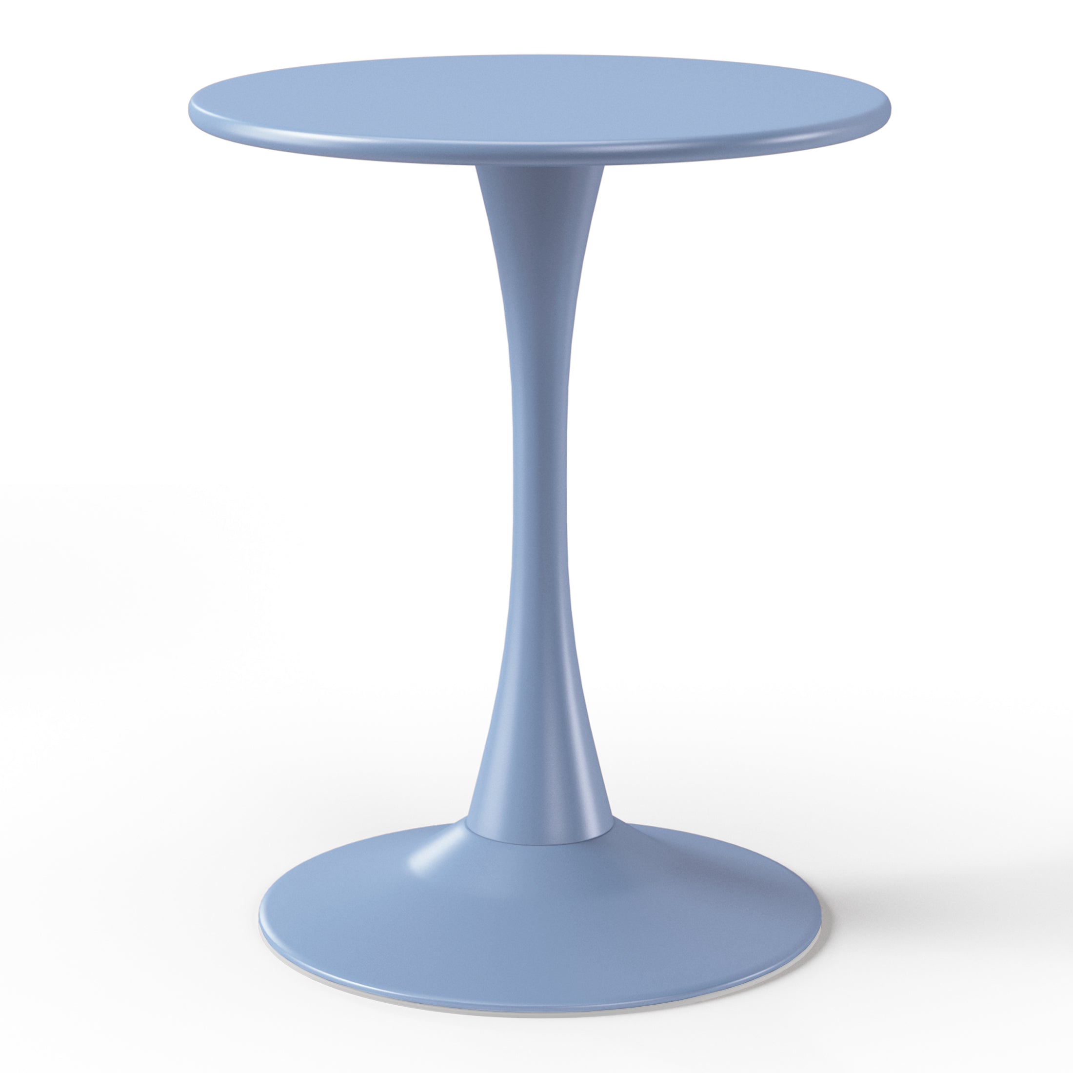 Sunshine 3-Piece Outdoor Round Metal Dining Table Set And Stackable Resin Patio Dining Side Chairs