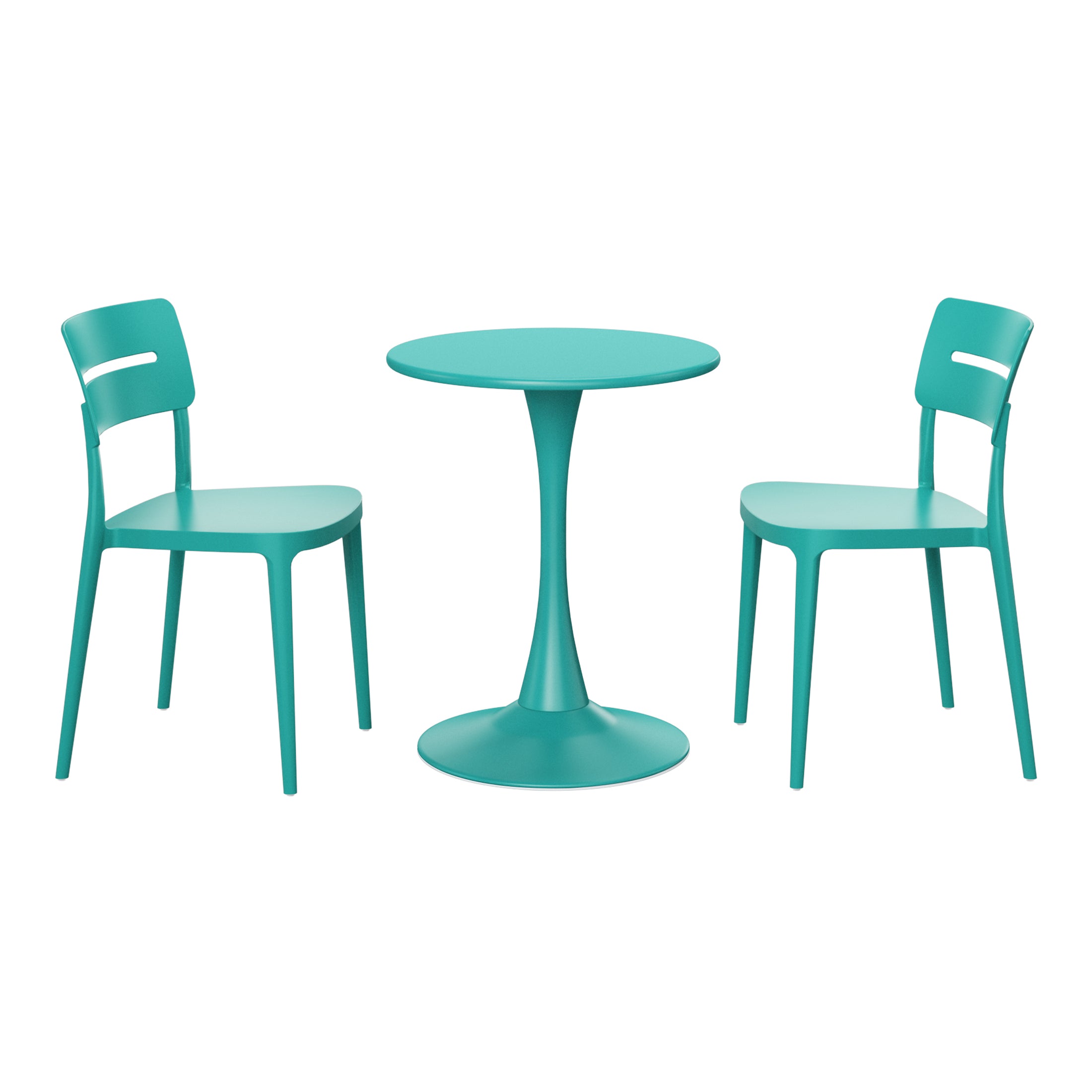 Sunshine 3-Piece Outdoor Round Metal Patio Dining Table Set With Stackable Patio Chairs