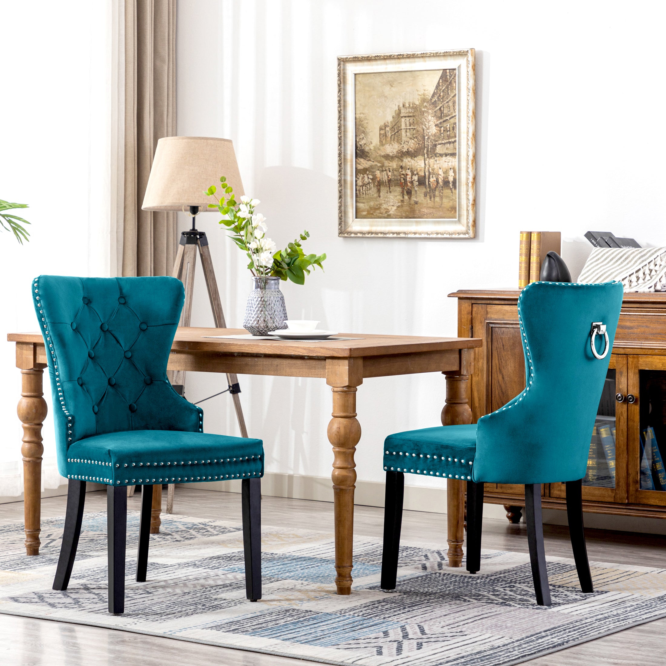 Hank Velvet Upholstered Tufted Dining Chairs (Set of 2)