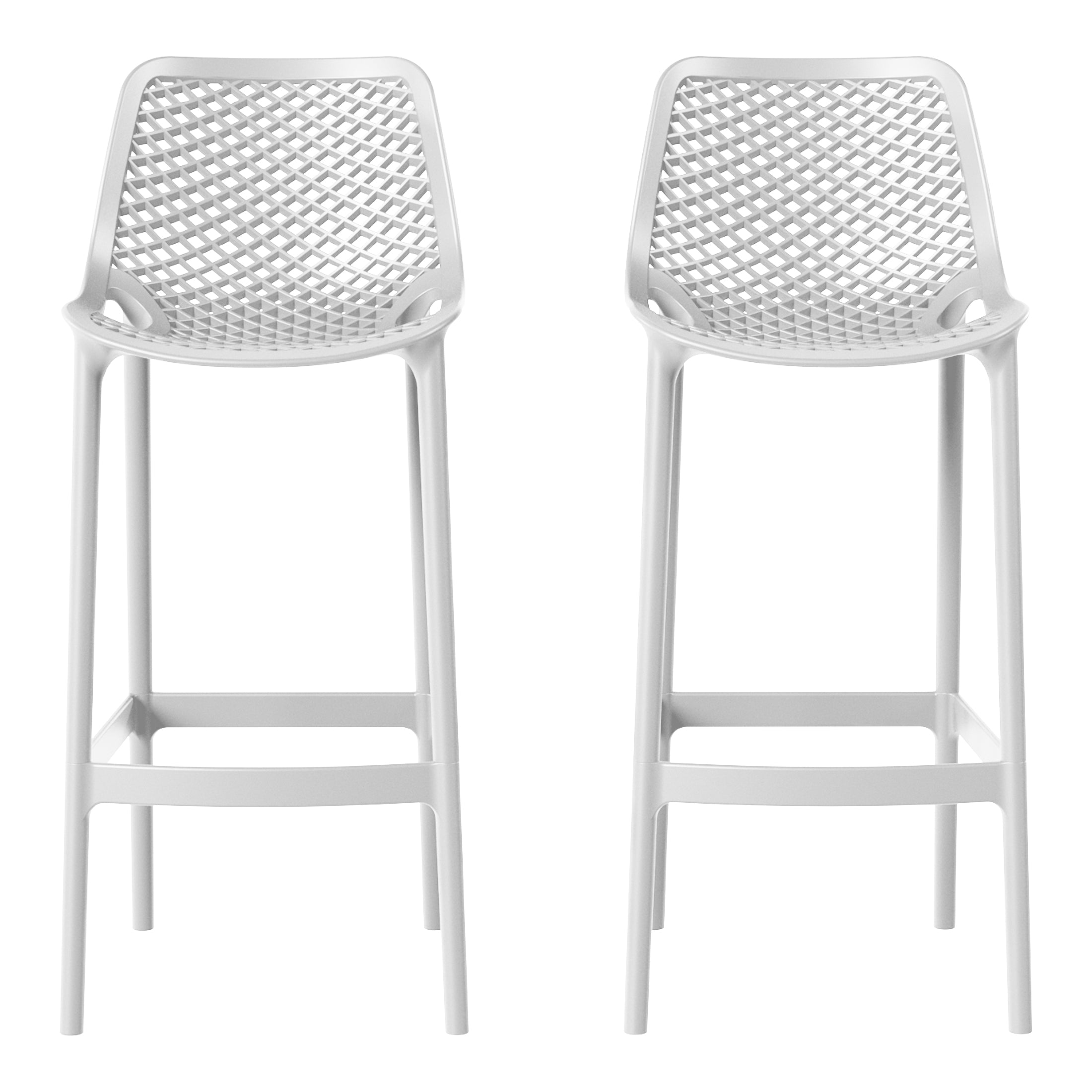 Sunshine 41.75" Outdoor Modern Polypropylene Plastic Patio Bar Height Stools (Set of 2)
