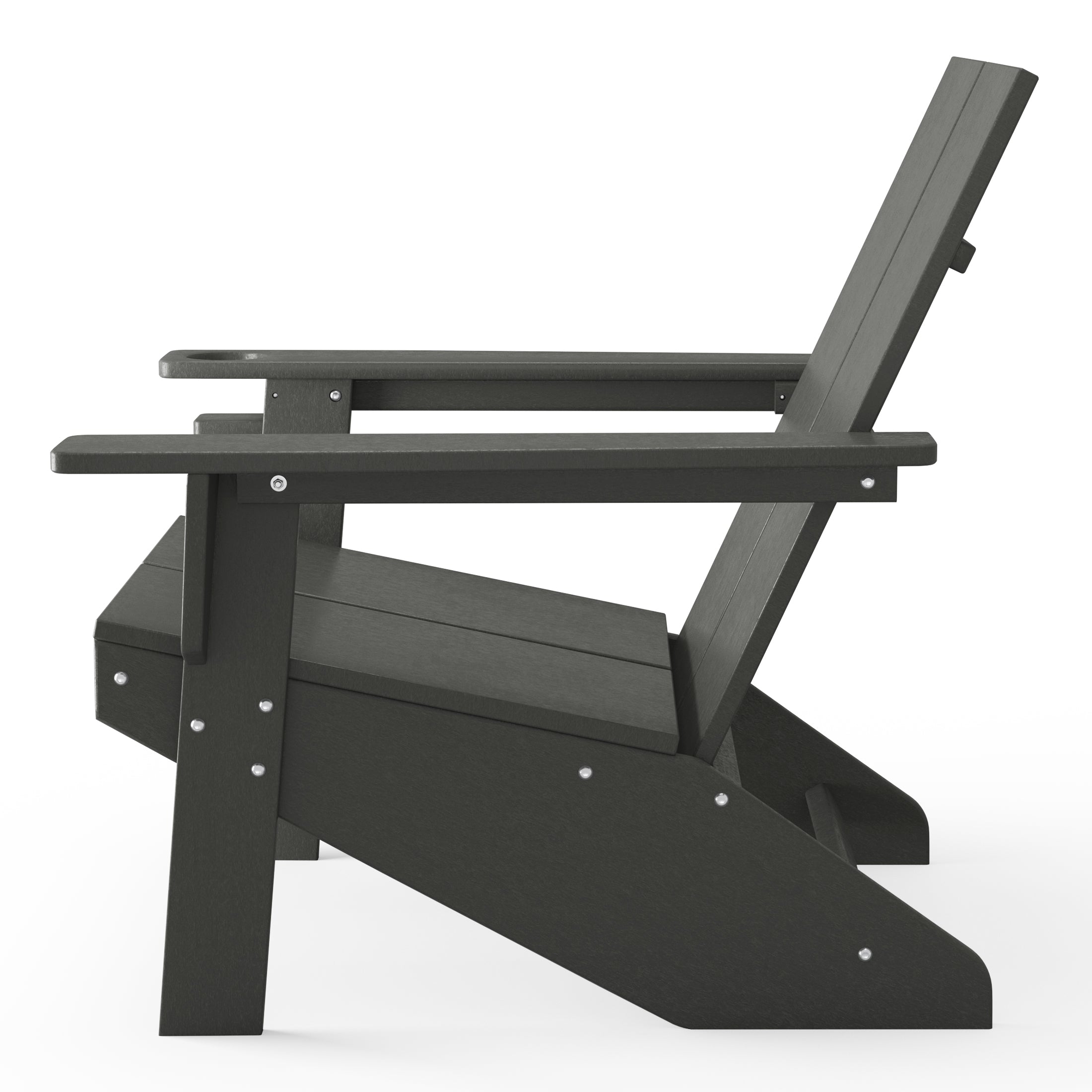 Seaview Outdoor HDPE Modern Adirondack Chair with Cup Holder
