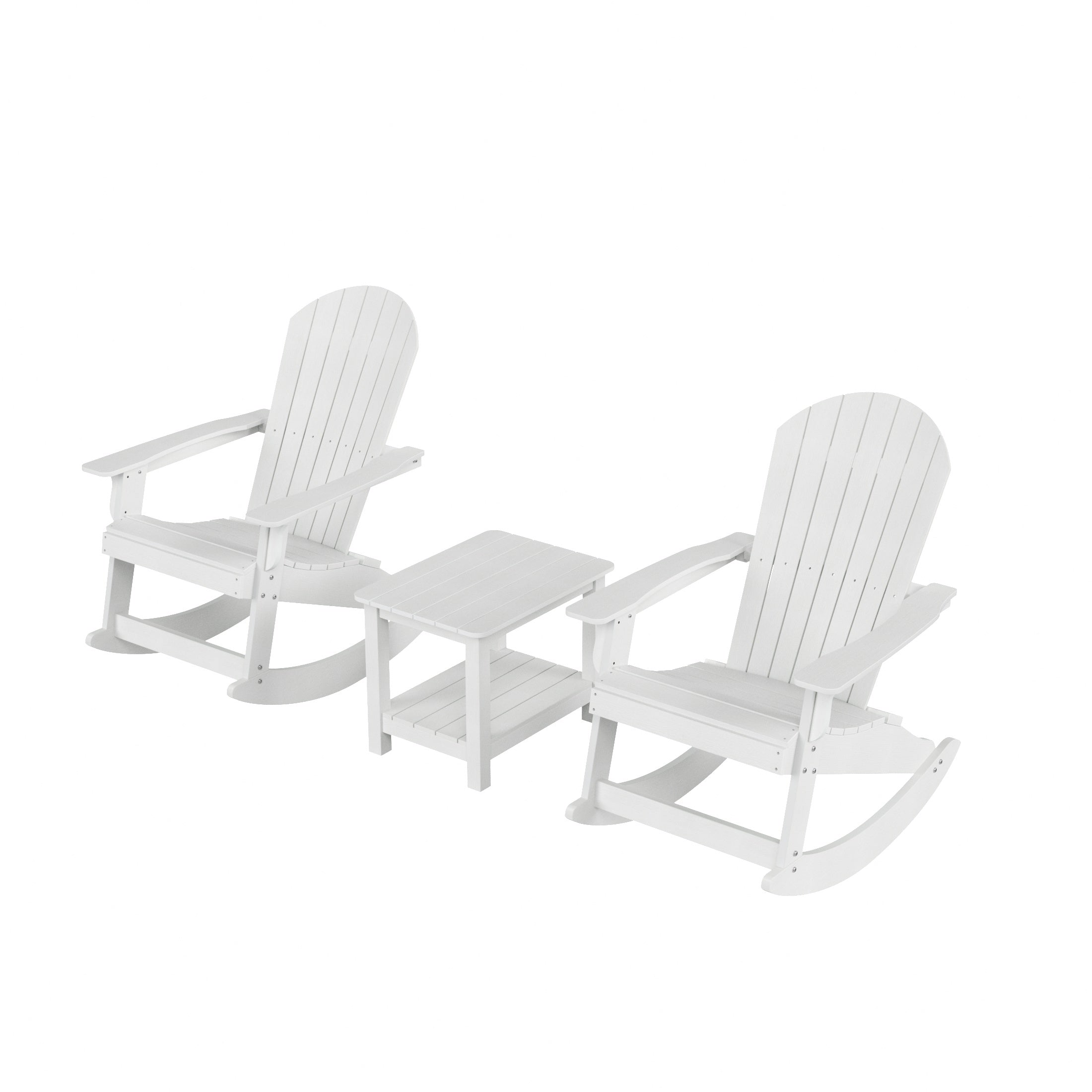 Florence 3-Piece HIPS Outdoor Rocking Adirondack Chair With Side Table