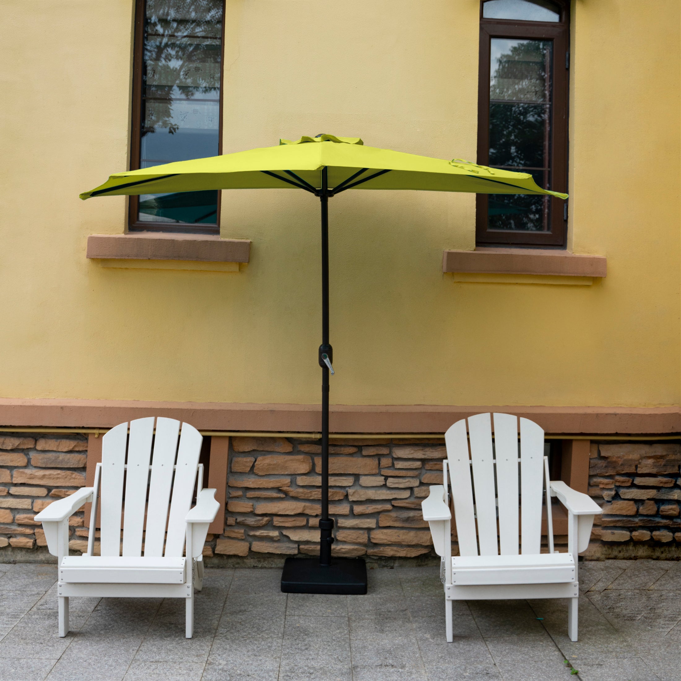 Easton 9 ft. Aluminum Half Market Crank Lift Patio Umbrella