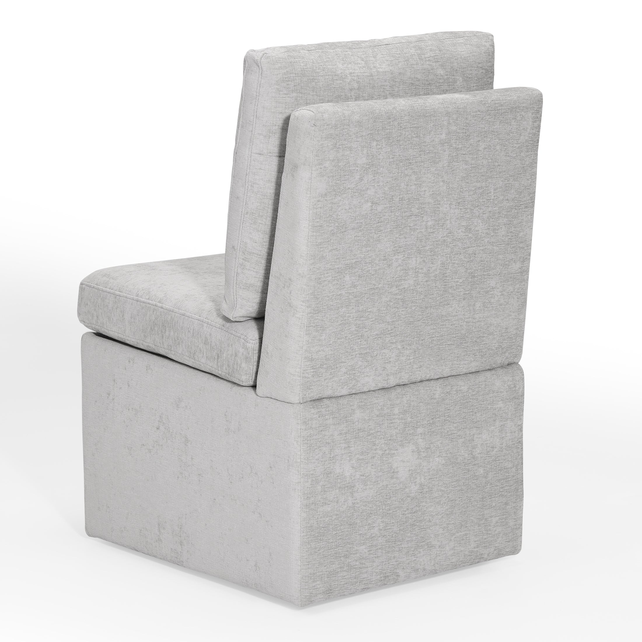 Danburry Modern Upholstered Chenille Armless Dining Chairs With Casters (Set of 4)