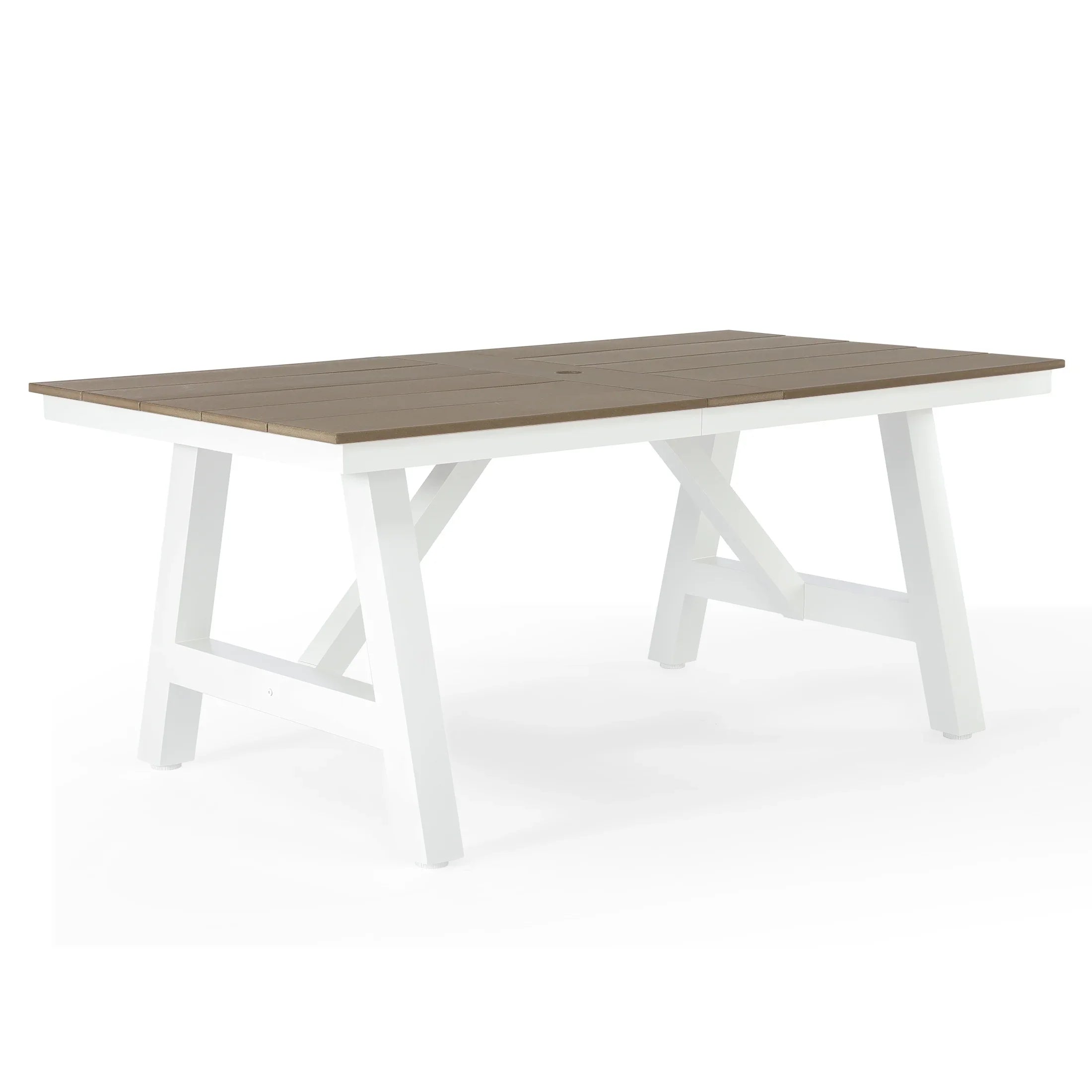Stinson 72" HDPE Rectangle Outdoor Patio Dining Table With Umbrella Hole and Metal Frame
