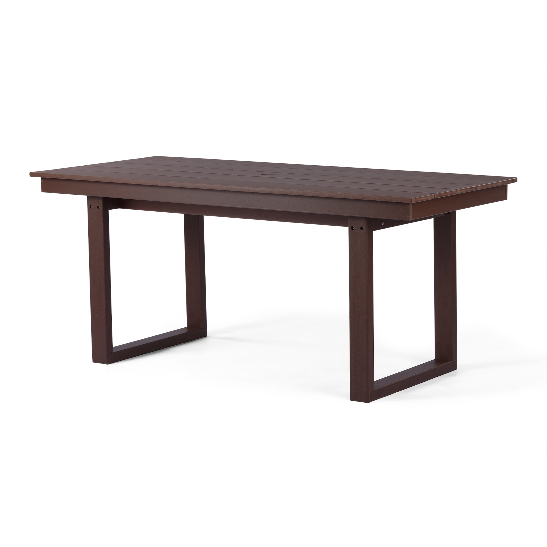 Cambria 68" Outdoor HDPE Modern Rectangular Patio Dining Table With Umbrella Hole