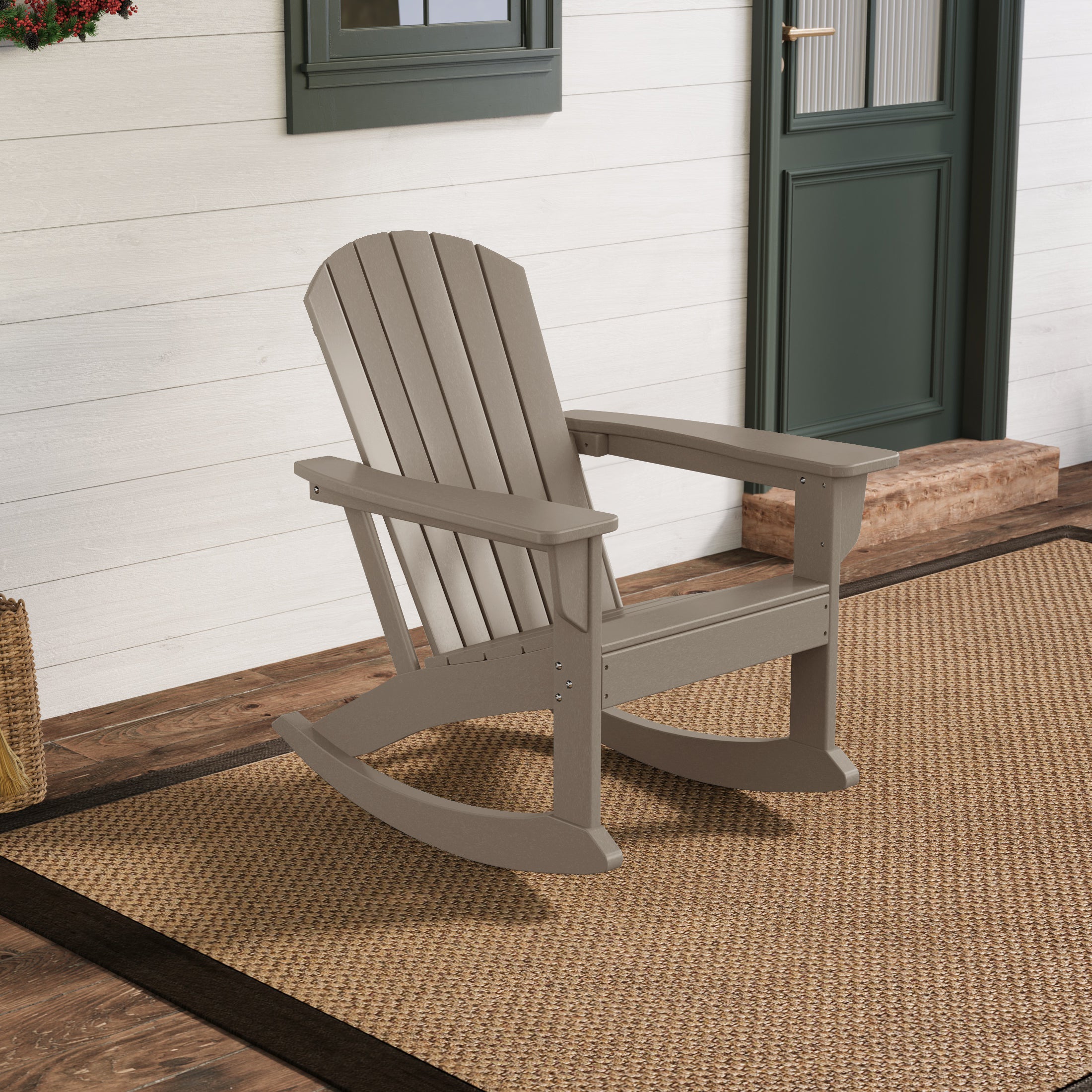 Portside Outdoor Patio Poly Plastic Adirondack Rocking Chair