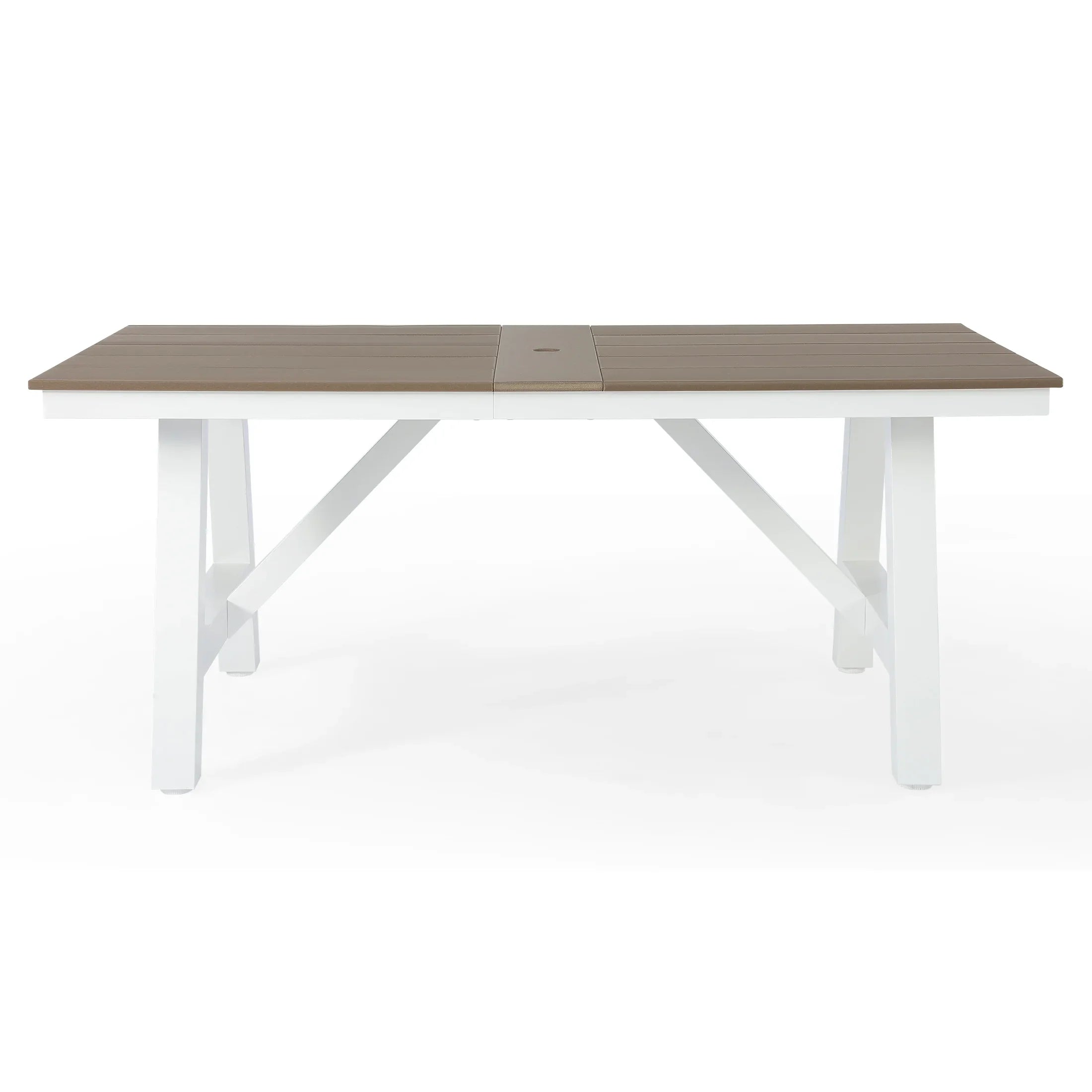 Stinson 72" HDPE Rectangle Outdoor Patio Dining Table With Umbrella Hole and Metal Frame