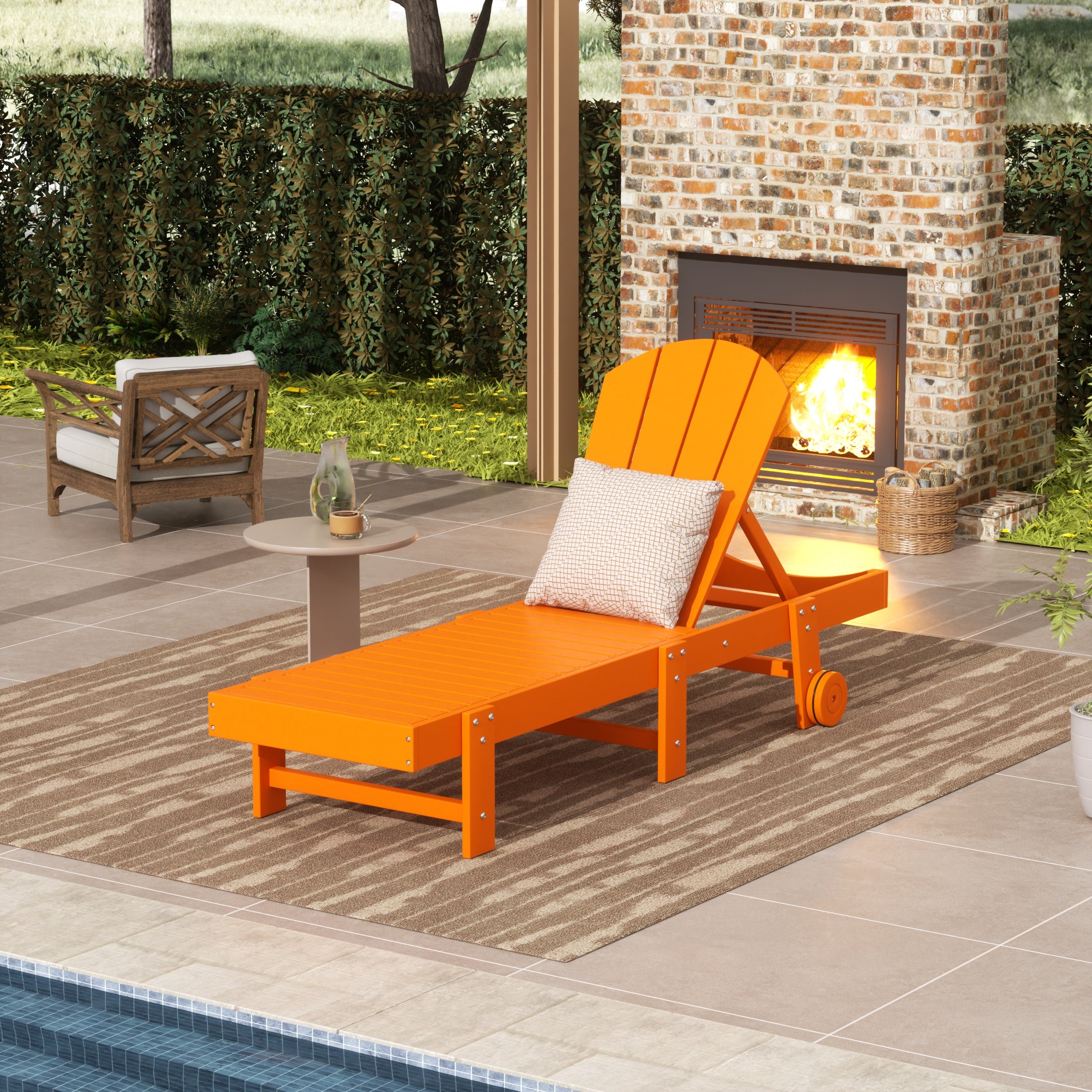 Paradise Adirondack Poly Reclining Chaise Lounge With Wheels