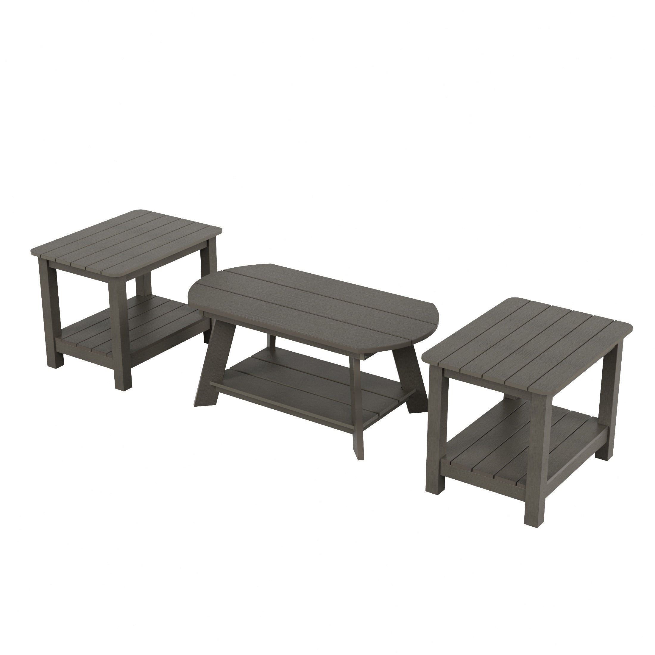 Florence 3-Piece HIPS Outdoor Adirondack Coffee Table and Two Side Table Set