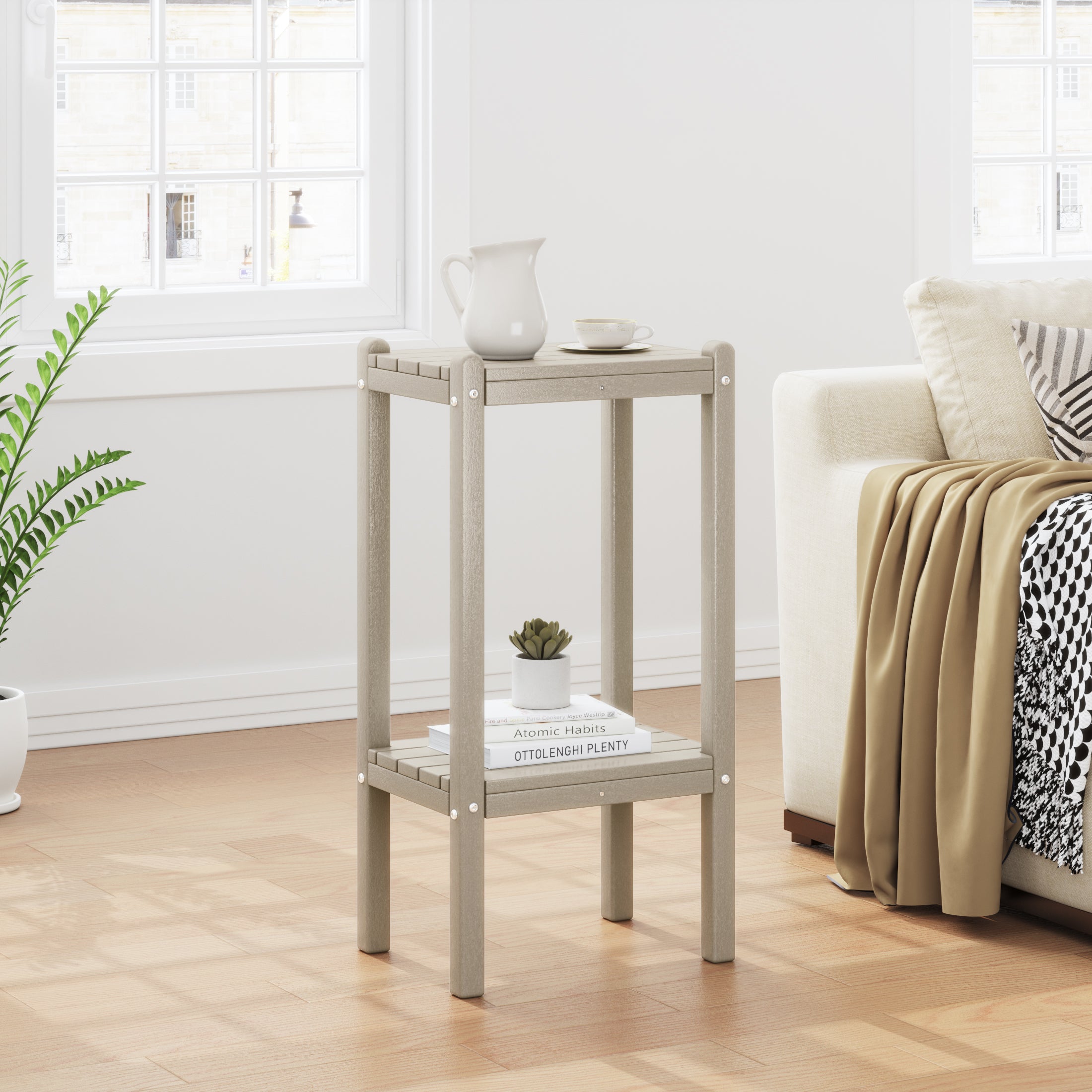 Paradise 36" Outdoor Adirondack HDPE 2-Tier Patio Side Table