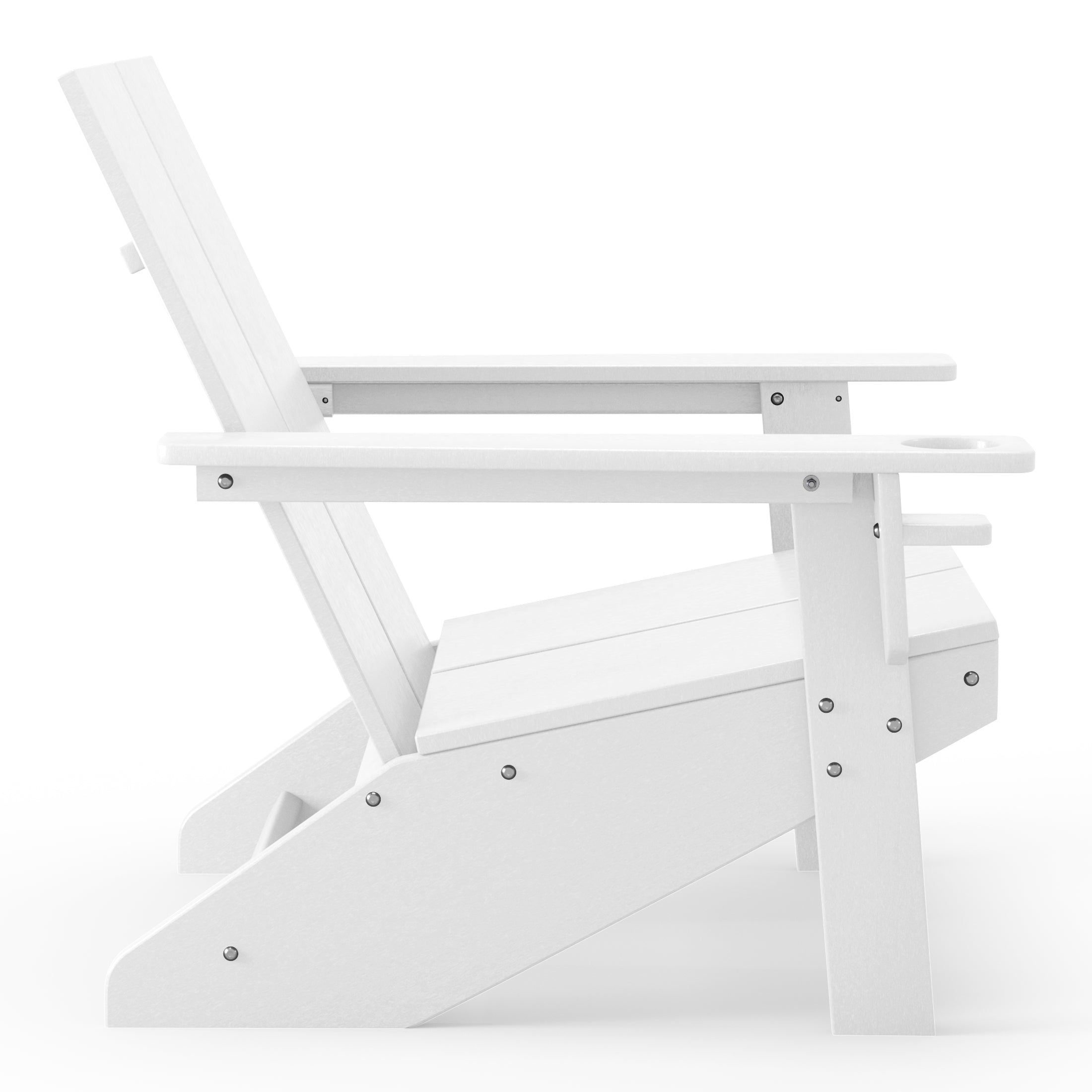Seaview Outdoor HDPE Modern Adirondack Chair with Cup Holder (Set of 2)
