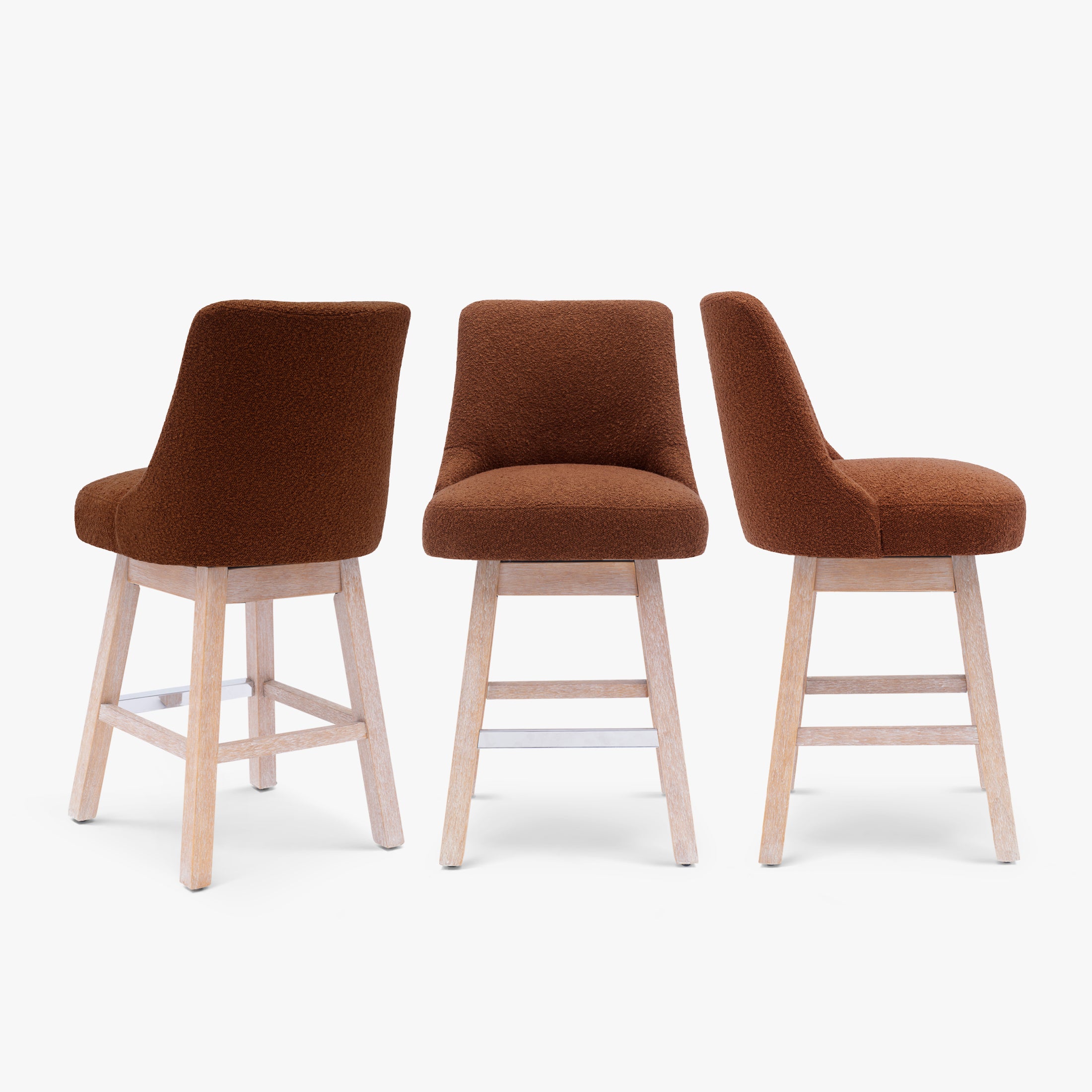 Amélie 26" Upholstered Swivel Counter Height Bar Stools (Set of 3)
