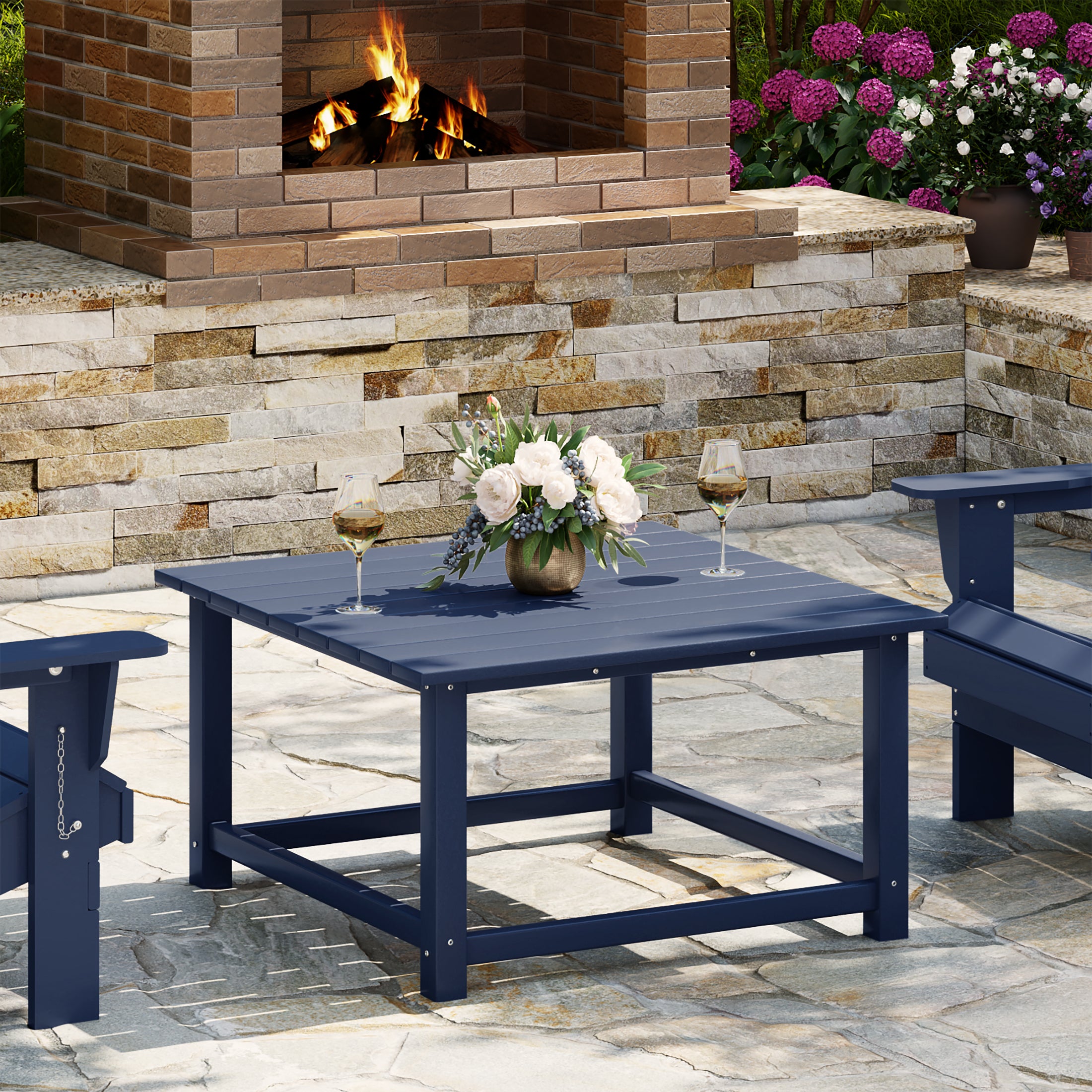 Paradise Low Outdoor HDPE Square Patio Coffee Table