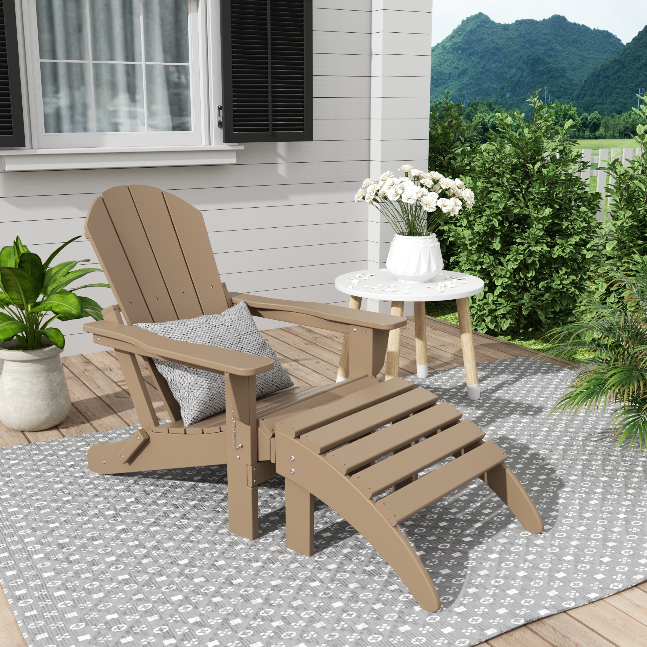 resin adirondack chairs with footrest