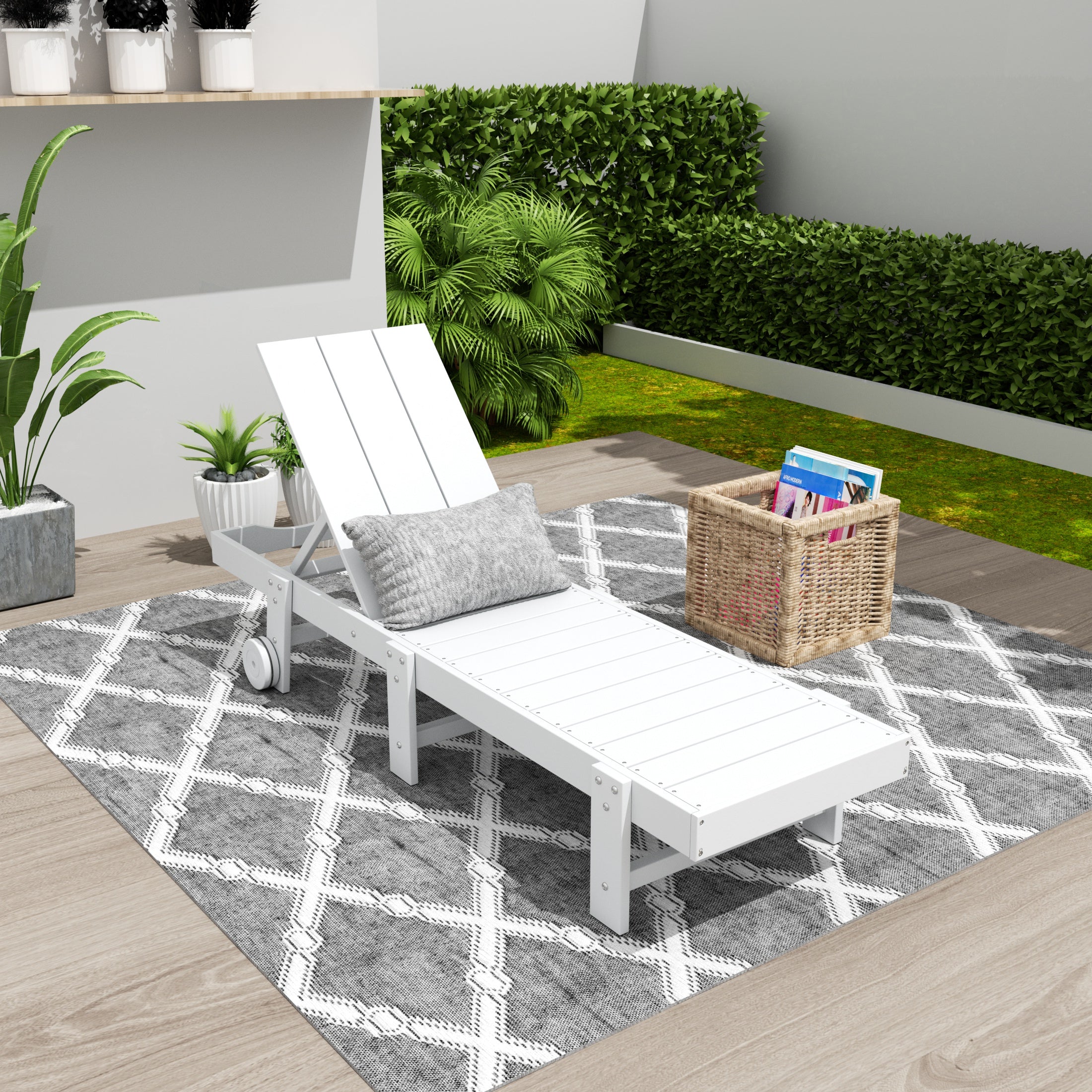 Palms Modern Poly Reclining Chaise Lounge With Wheels