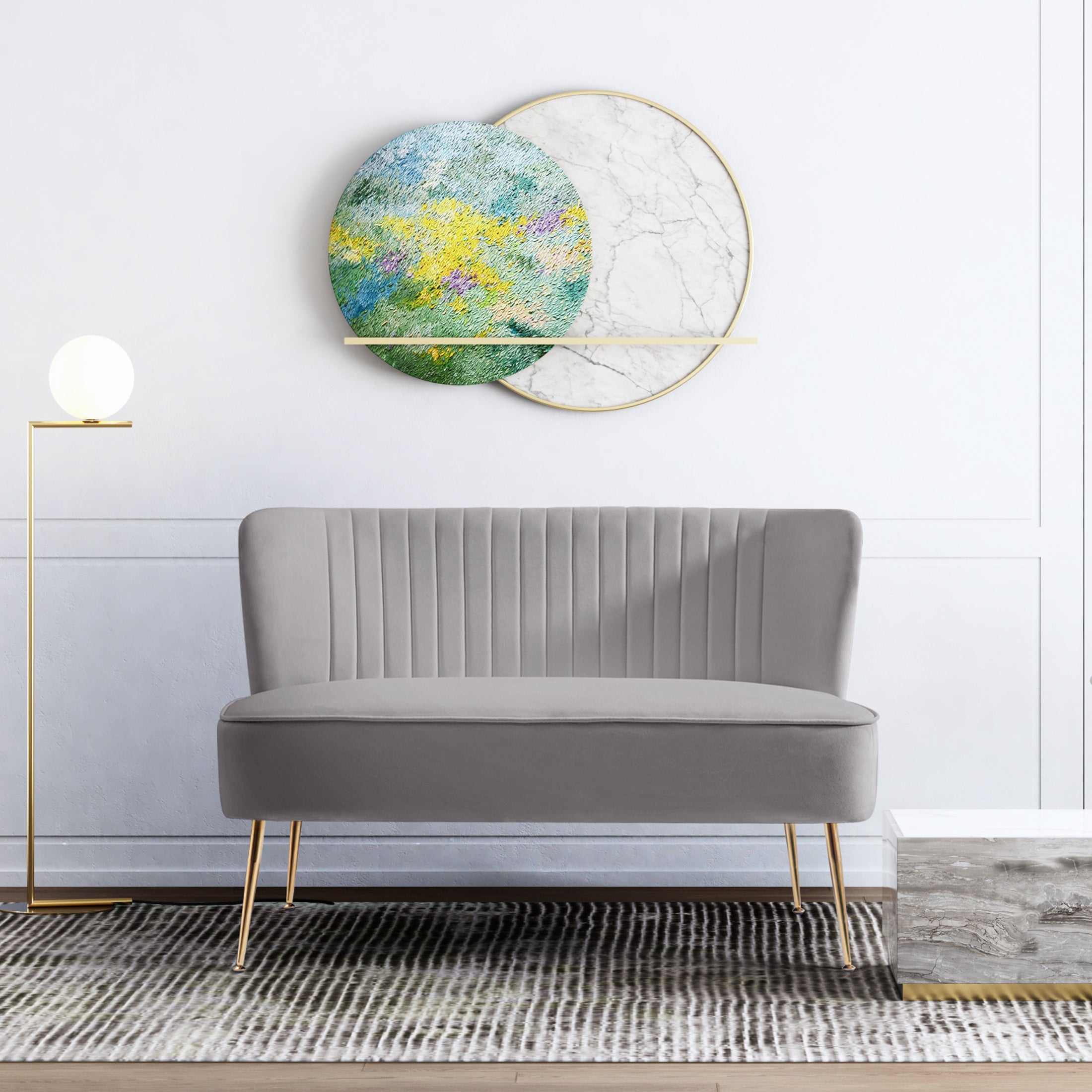 Alaia 46" Wide Upholstered Velvet Love Seat Sofa