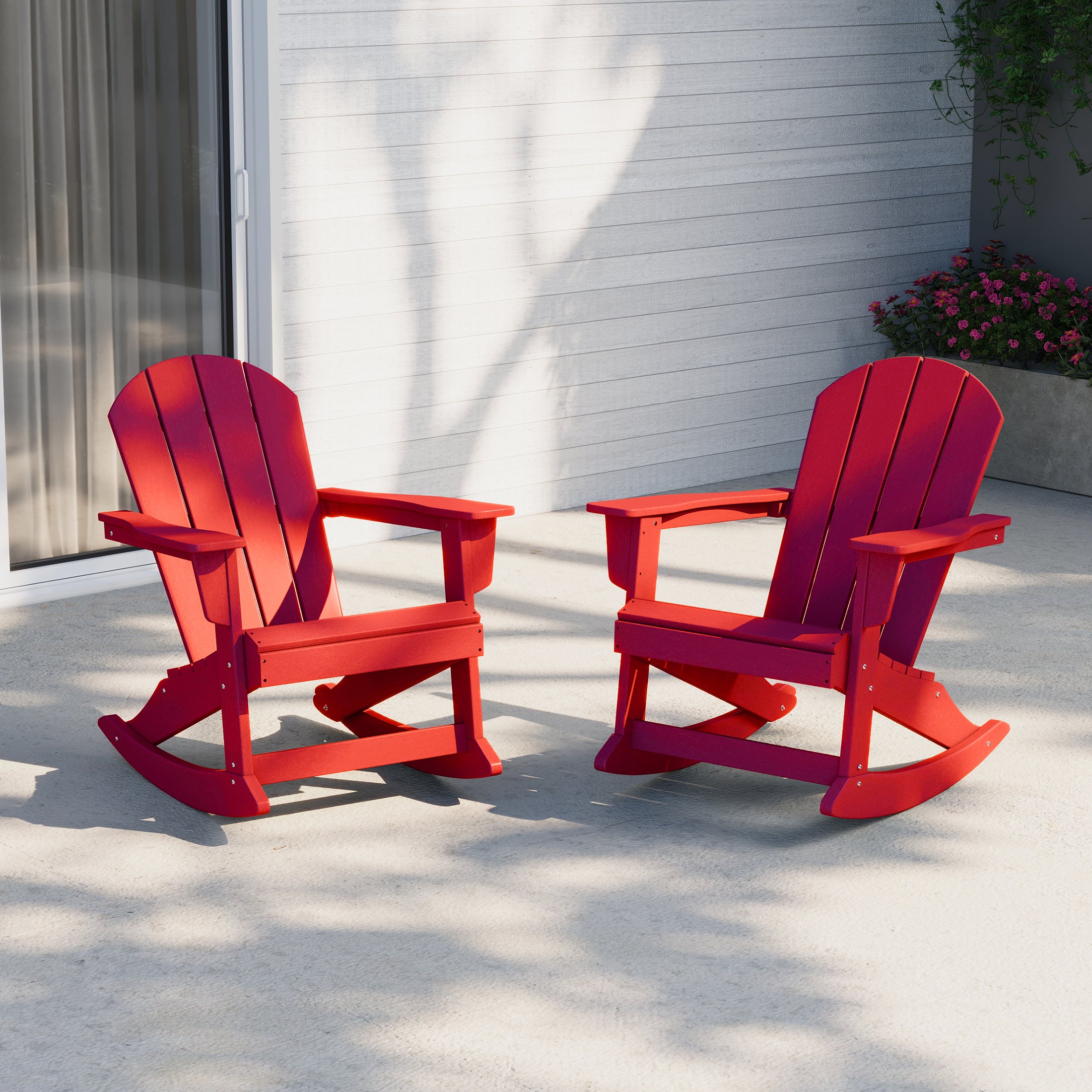 Paradise 2 piece set Outdoor / Patio Poly Adirondack rocking chairs ( 2 seater )