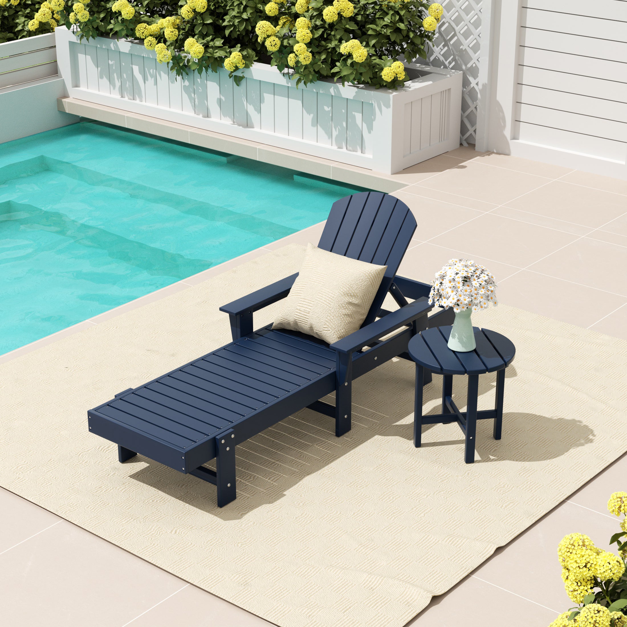 Portside 2 Piece Adirondack Reclining Chaise Lounge With Arms