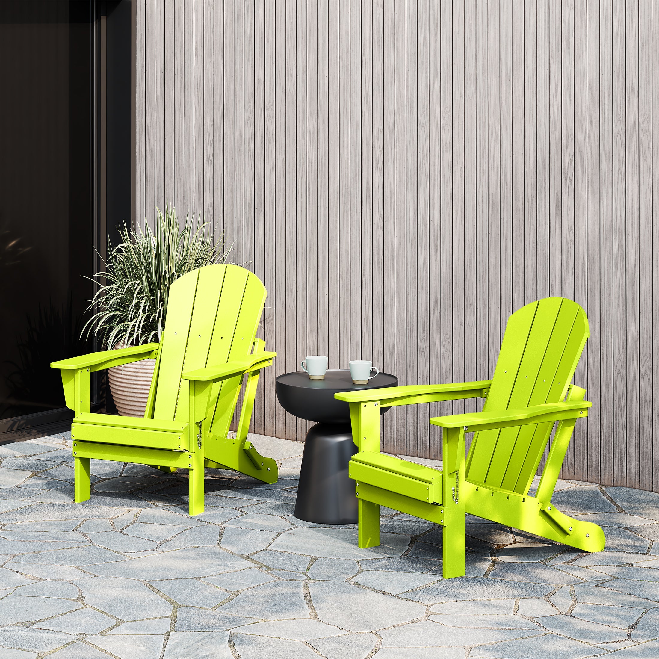 Paradise Westintrends 2 piece set outdoor folding Poly Adirondack chair