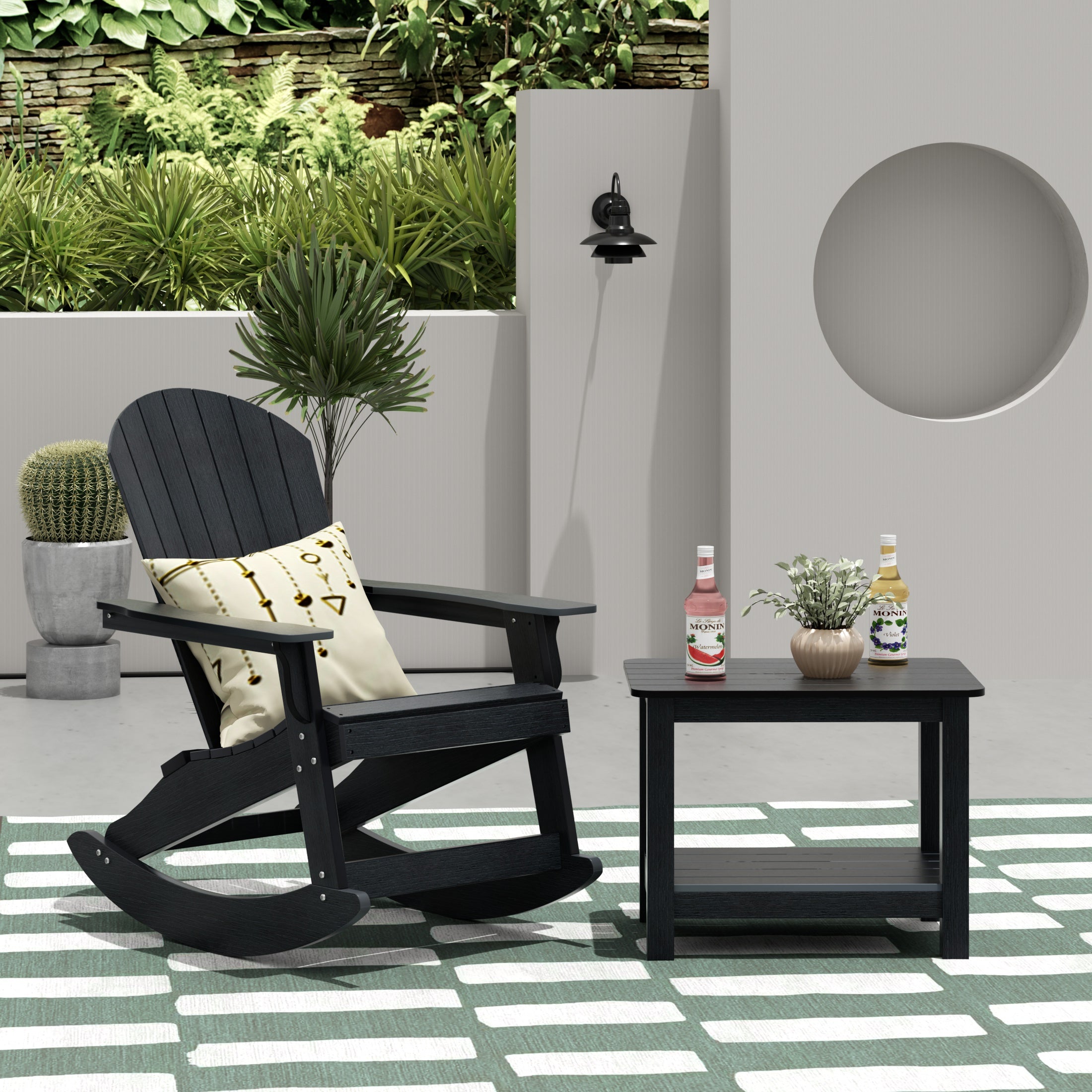 Florence 2-Piece HIPS Outdoor Rocking Adirondack Chair With Side Table