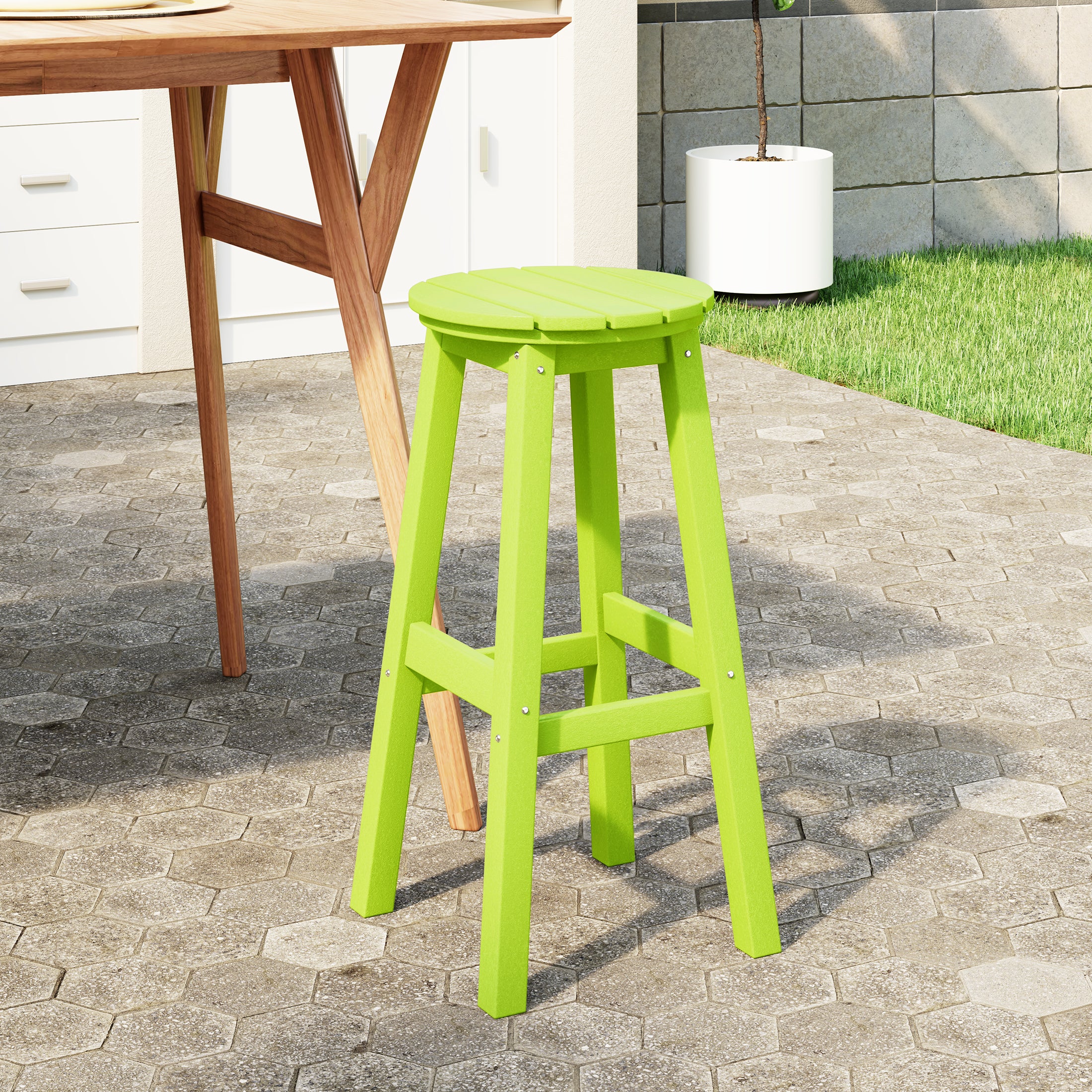 Paradise 29" HDPE Outdoor Patio Round Bar Stool