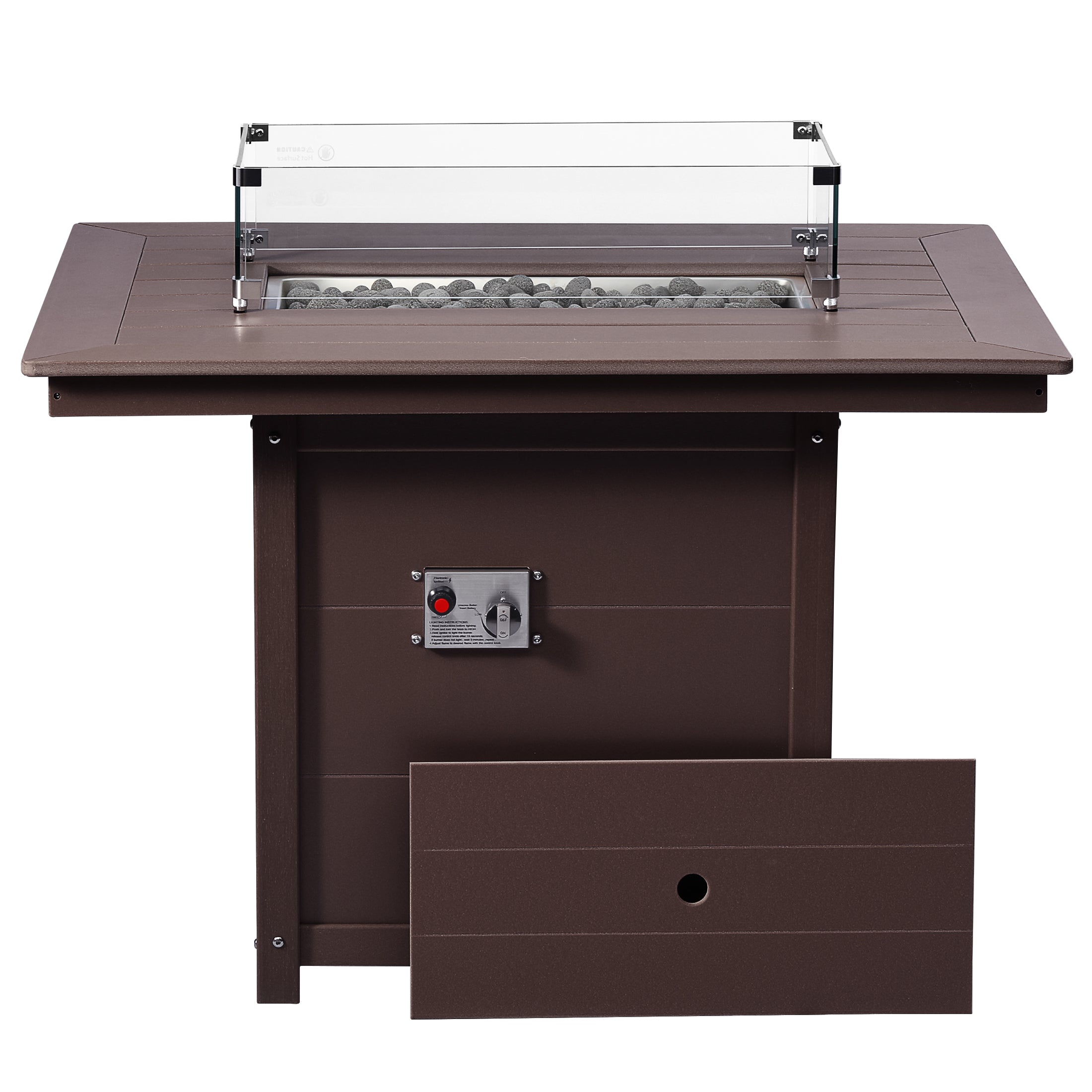 Sol 46" Modern Outdoor Patio Gas Propane Rectangular Fire Pit Table