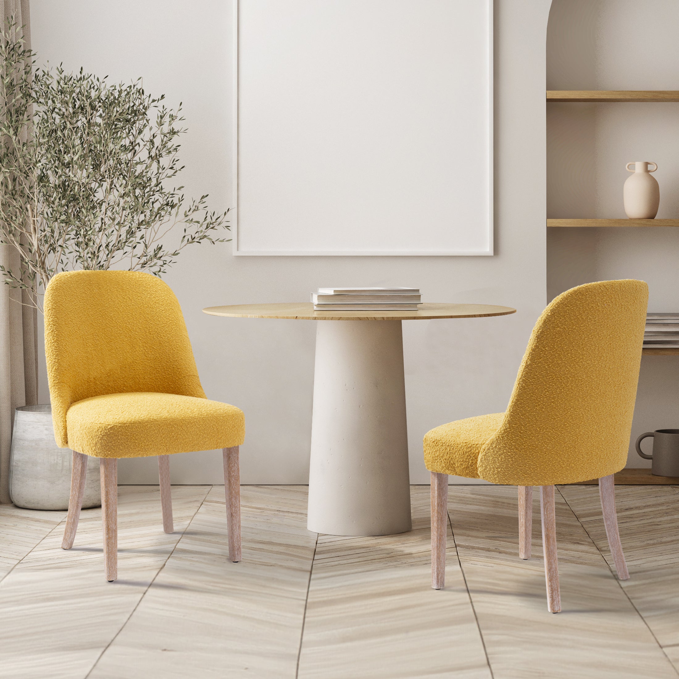 Amélie Mid-Century Modern Upholstered Boucle Dining Chair
