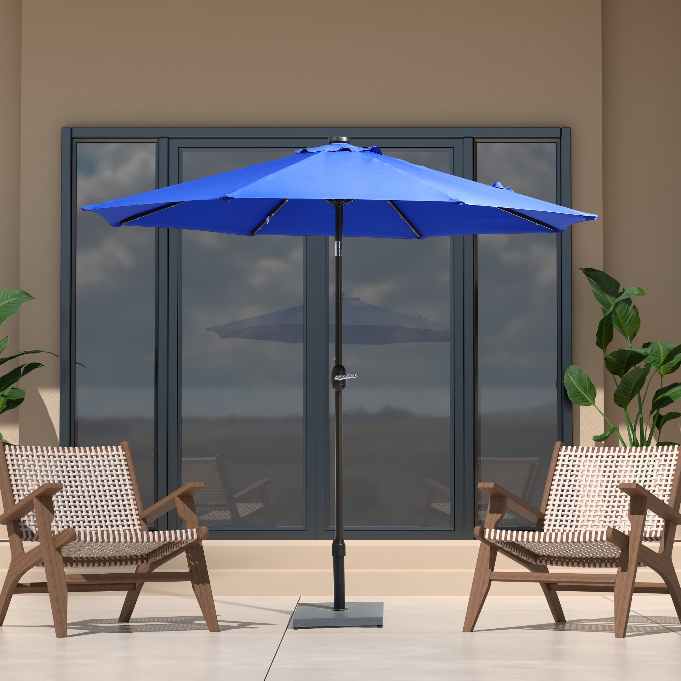Westlake 9 ft. Patio Solar Power LED lights Market Umbrella