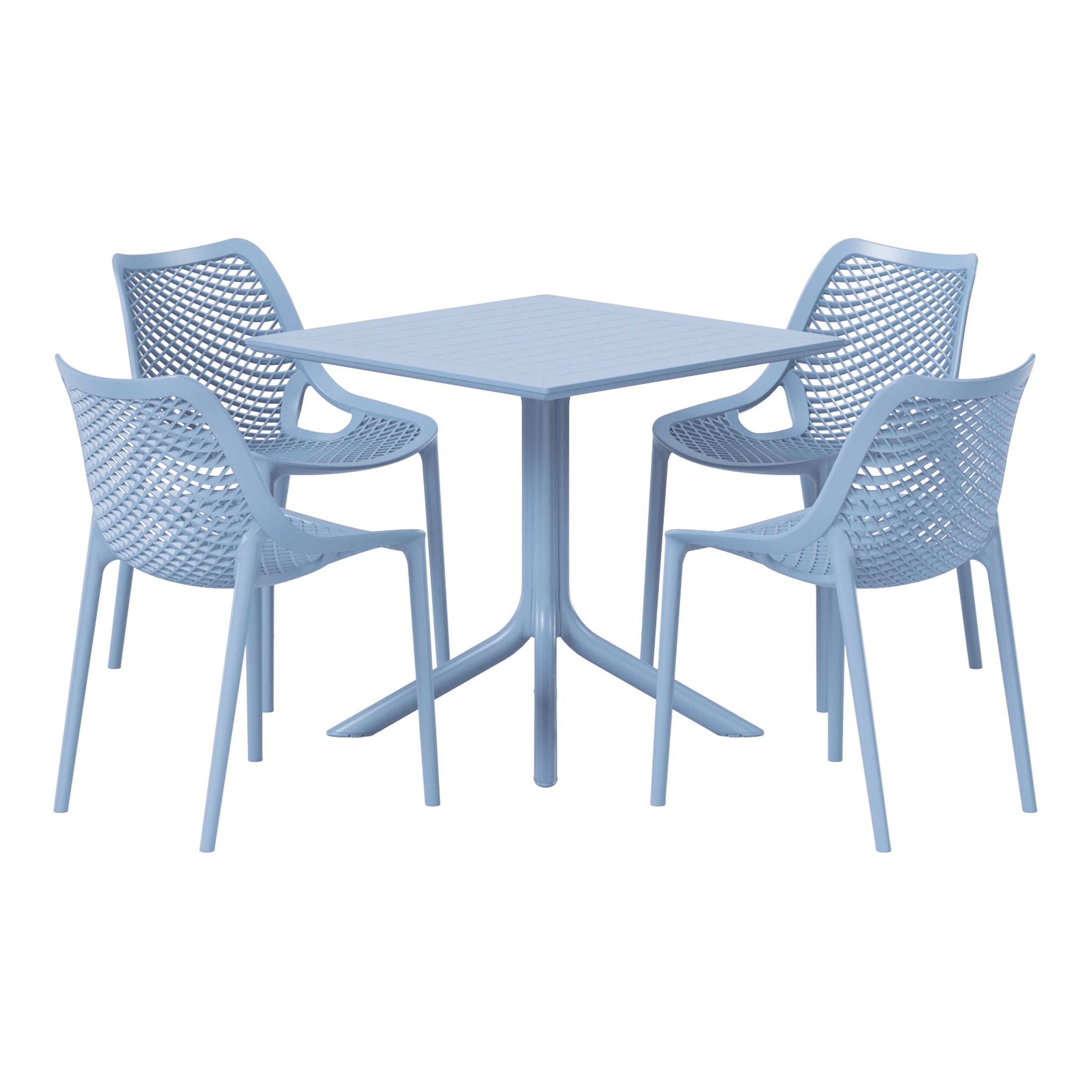 Sunshine 5-Piece Resin Square Patio Dining Table Set with Stackable Patio Dining Chairs
