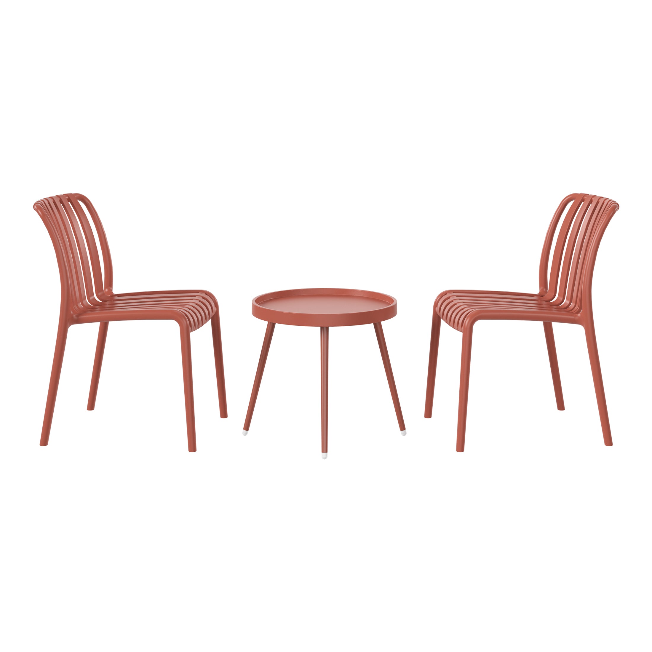 Sunshine 3-Piece Outdoor Patio Bistro Balcony Furniture Set With Stackable Chairs