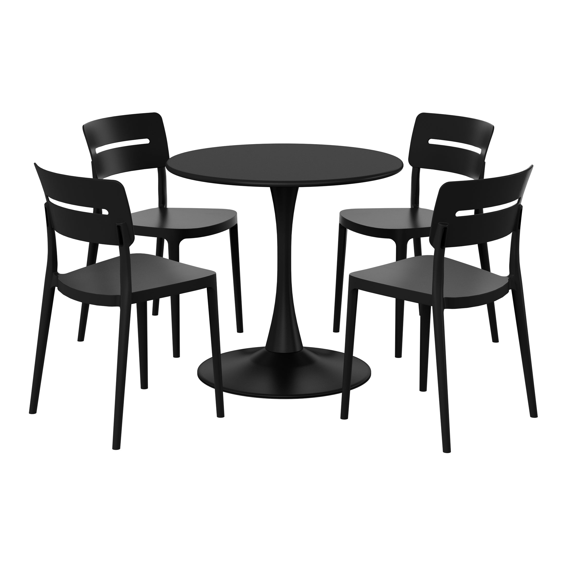 Sunshine 5-Piece Outdoor Indoor Round Metal Patio Dining Table Set With Stackable Patio Chairs