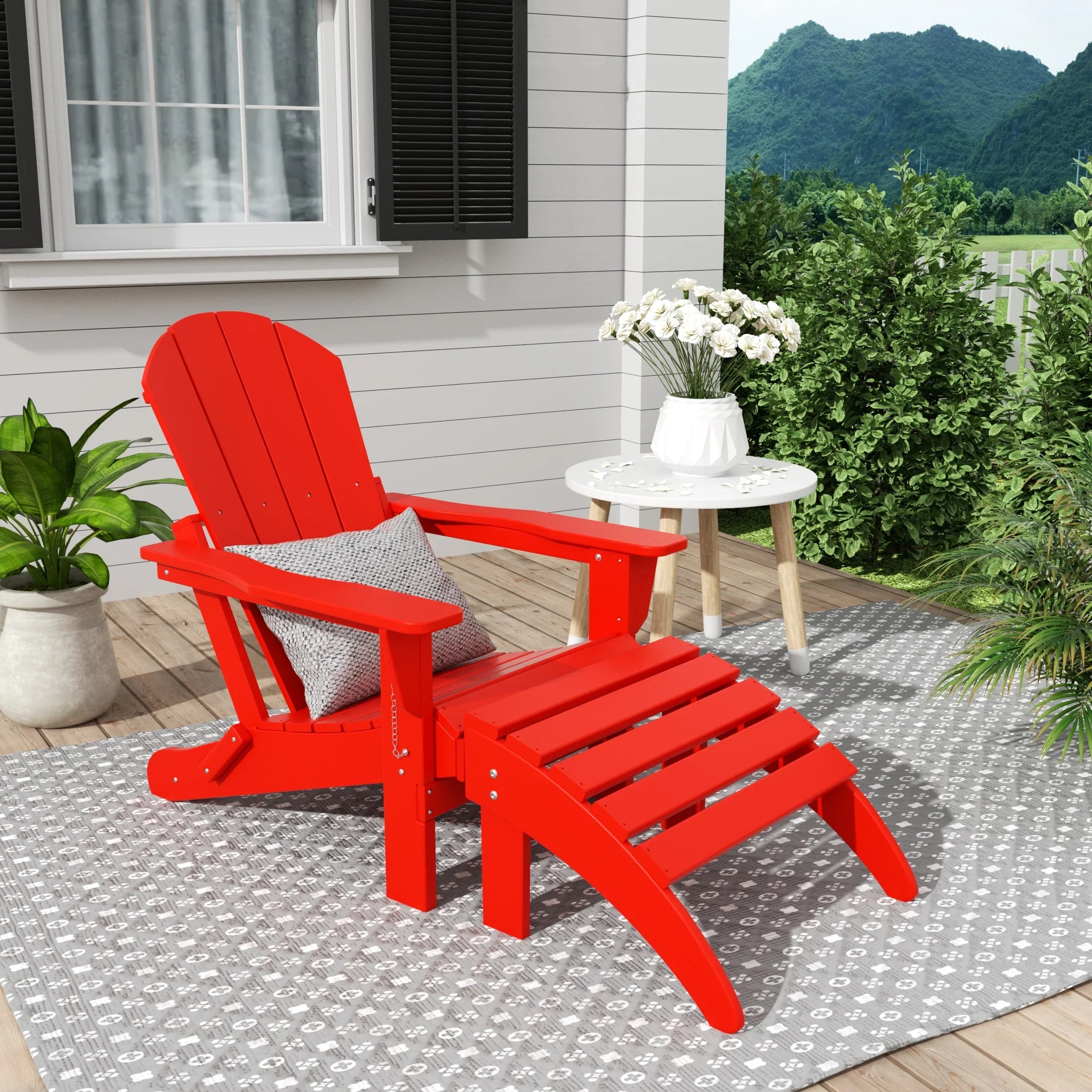 2tacs ojagadesign kdmproducts チェア PARADISE 2-Piece Outdoor Patio Adirondack Chair with Footrest