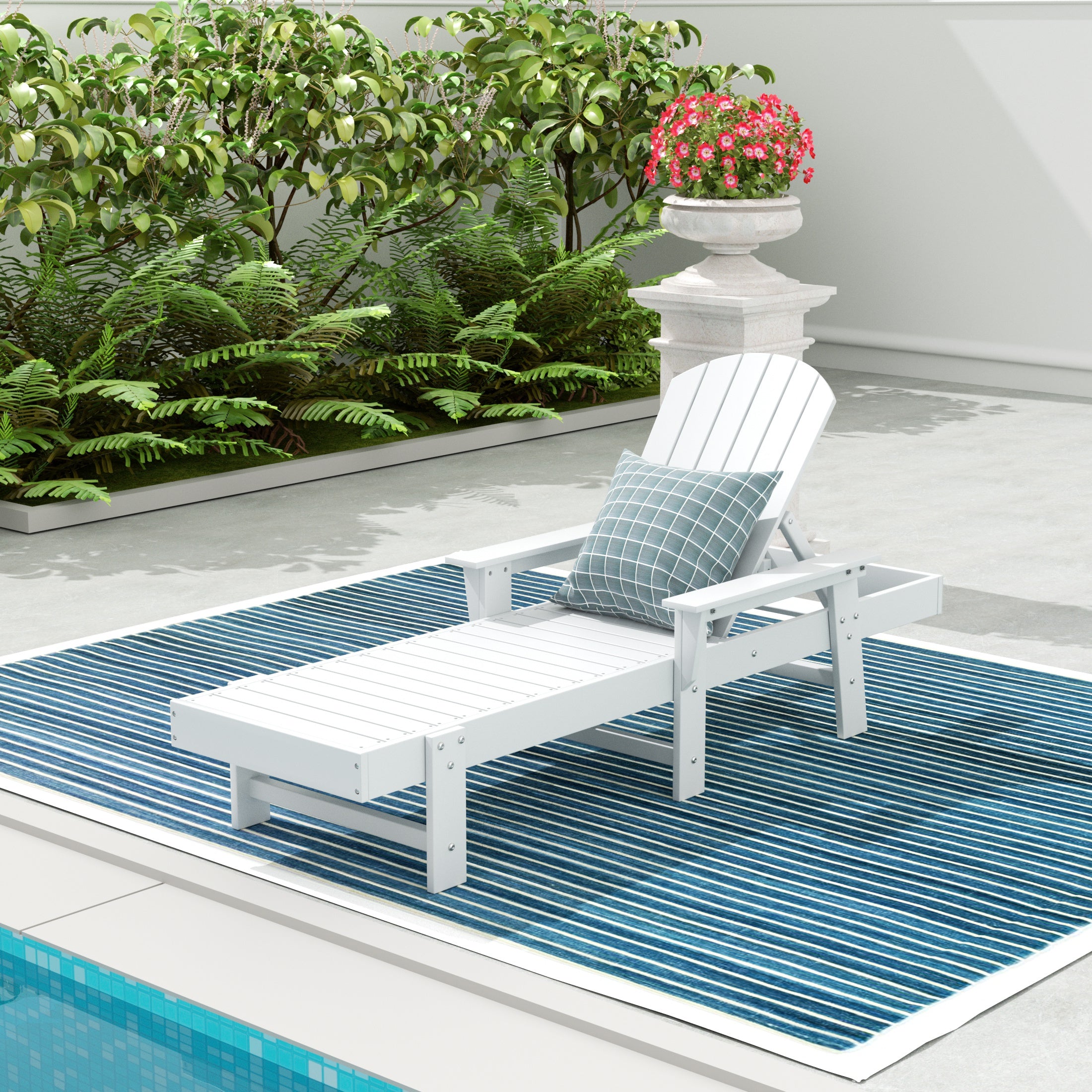 Portside Adirondack Poly Reclining Chaise Lounge With Arms