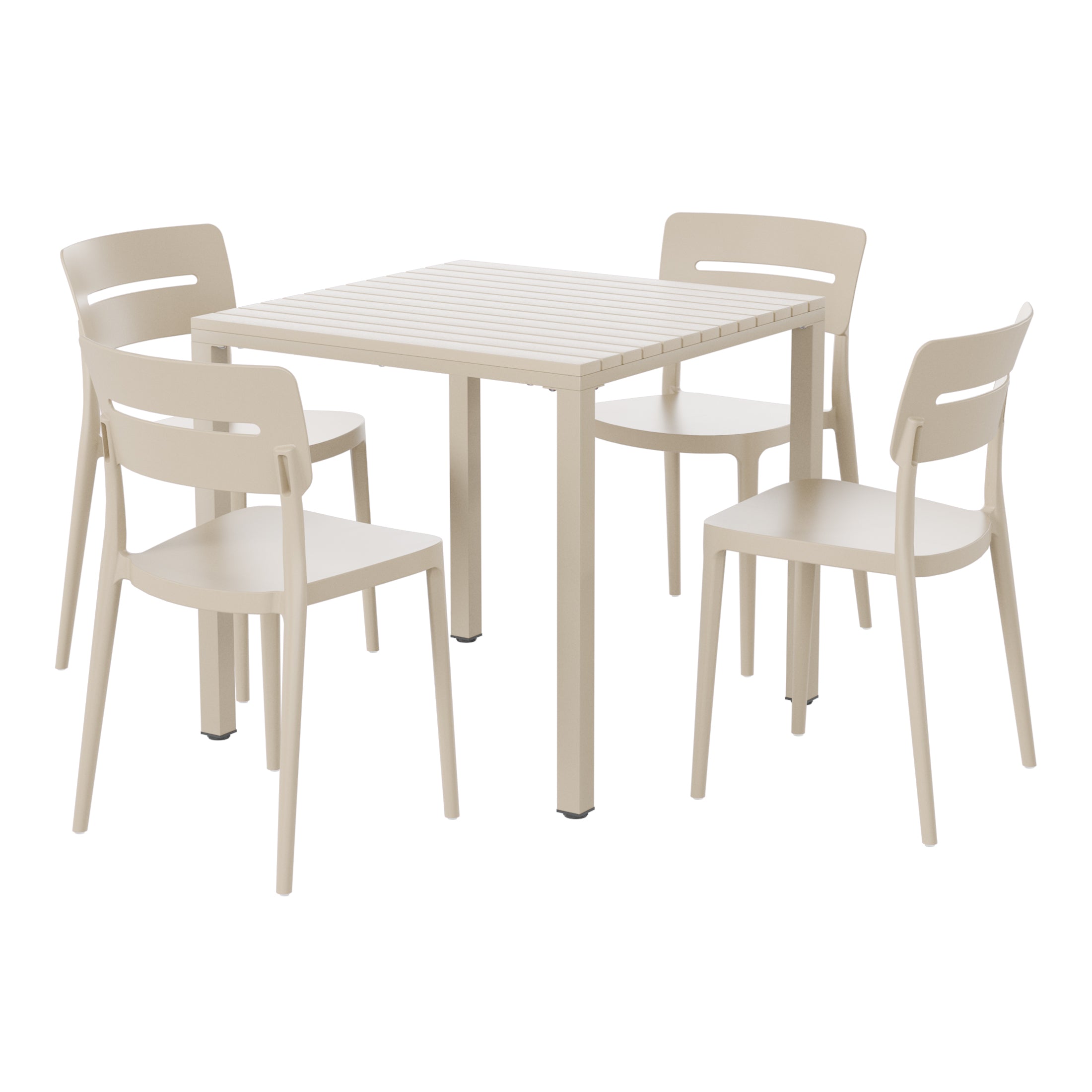 Sunshine 5-Piece Outdoor Metal Frame Dining Table Patio Set with Stackable Patio Dining Chairs