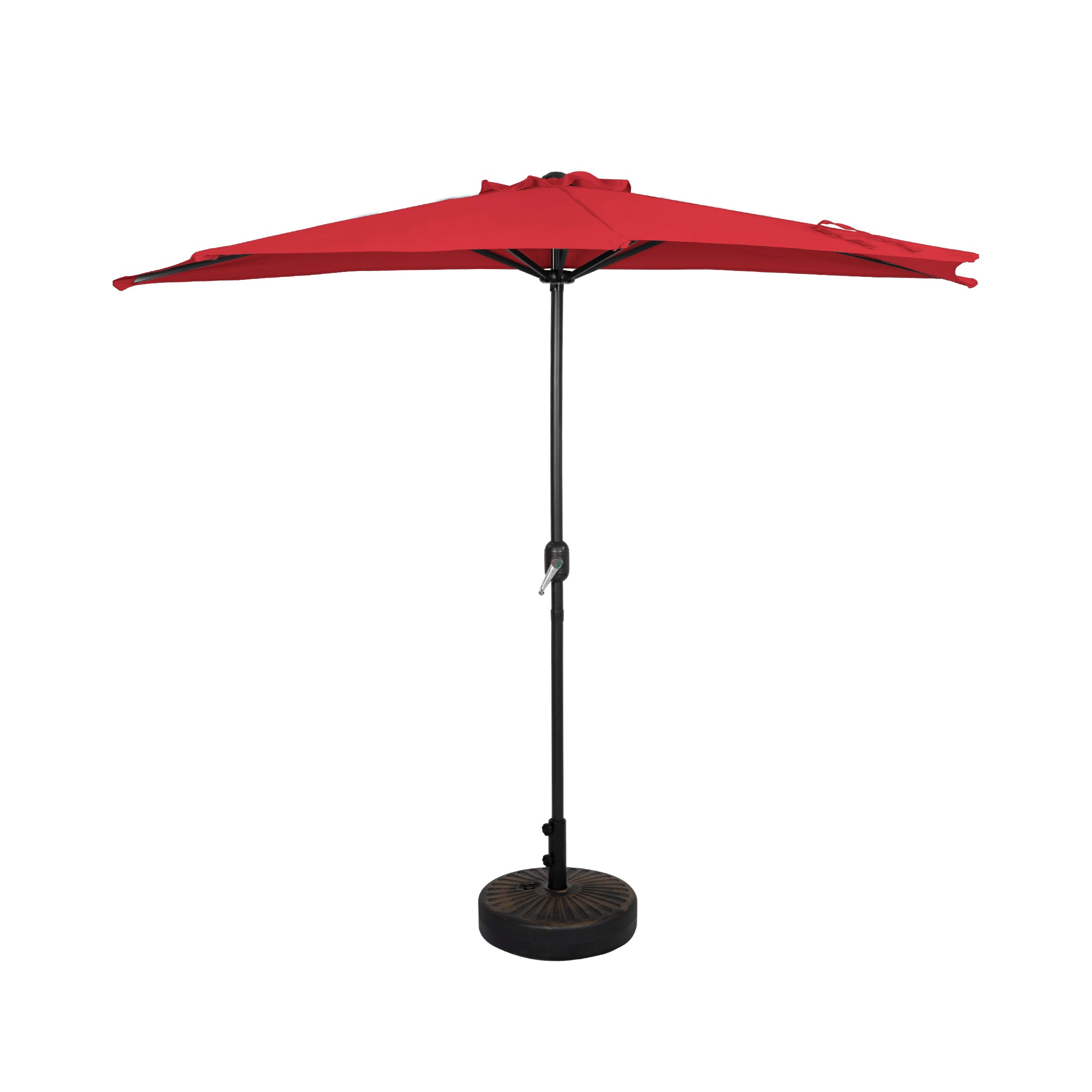 Easton 9 ft. Aluminum Half Market Crank Lift Patio Umbrella with Base