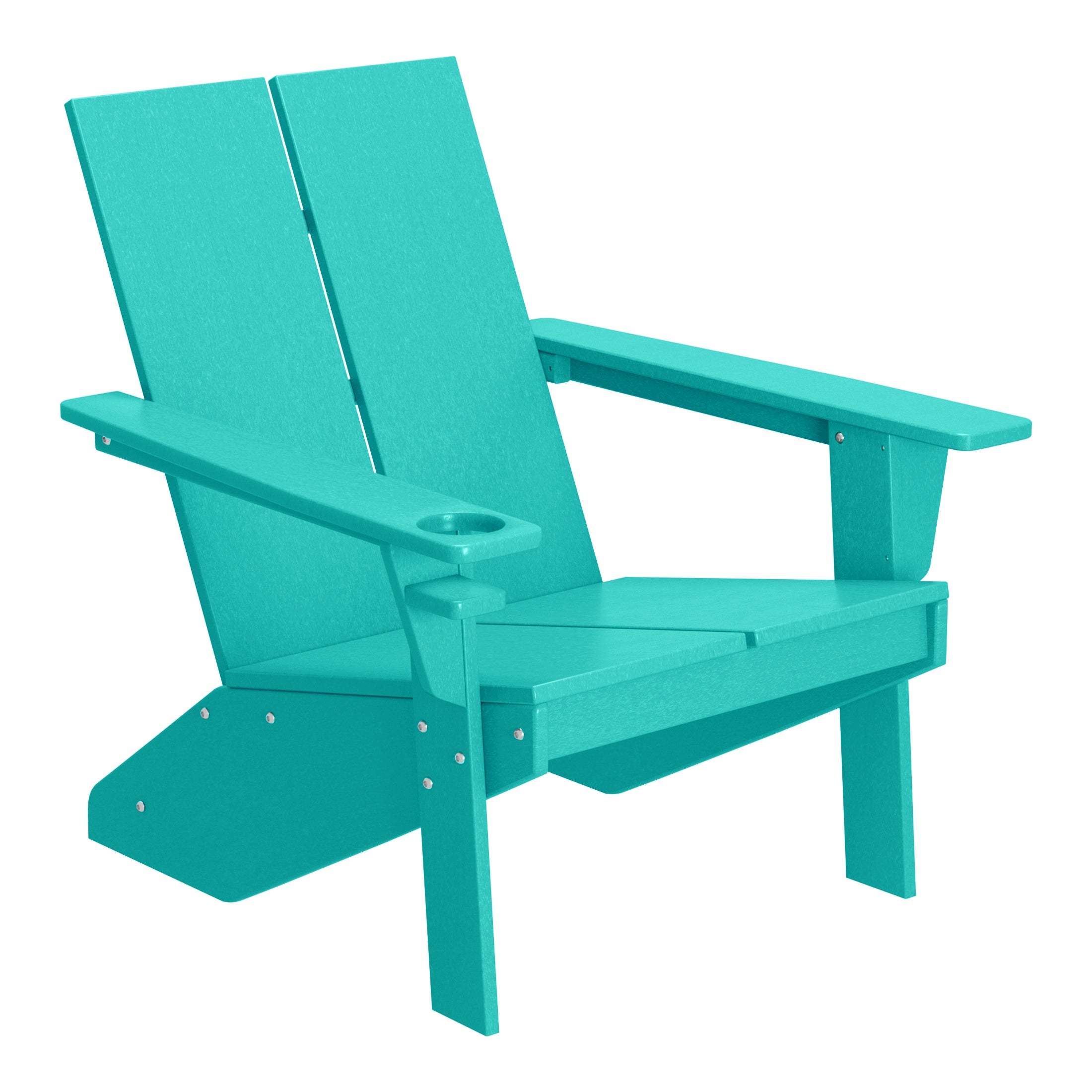 Seaview Outdoor HDPE Modern Adirondack Chair with Folding Patio Ottoman and Cup Holder
