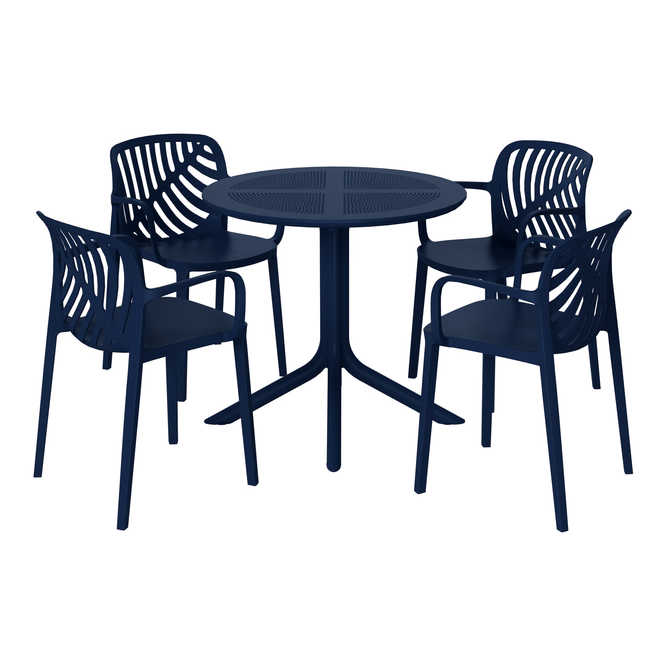 Sunshine 5-Piece Outdoor Resin Round Patio Dining Table Set with Modern Stackable Patio Dining Chairs