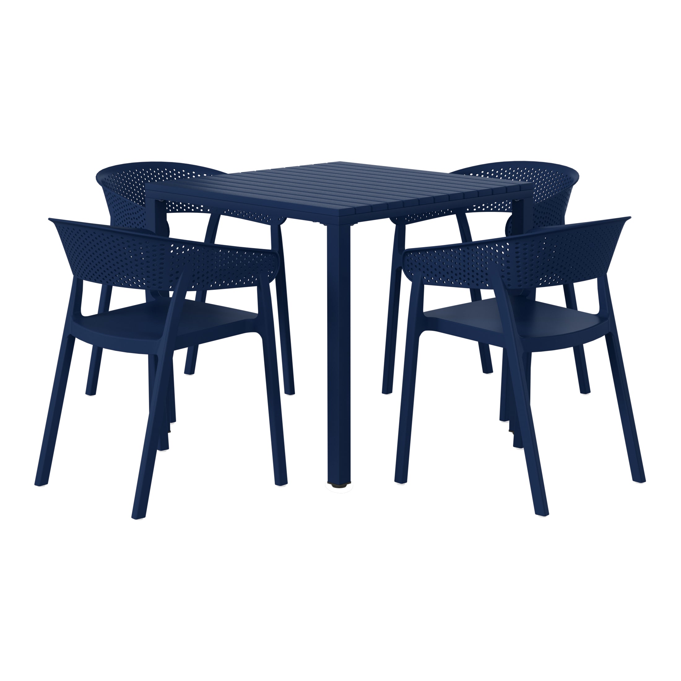 Sunshine 5-Piece Outdoor Metal Frame Square Dining Table Patio Set with Stackable Patio Dining Chairs