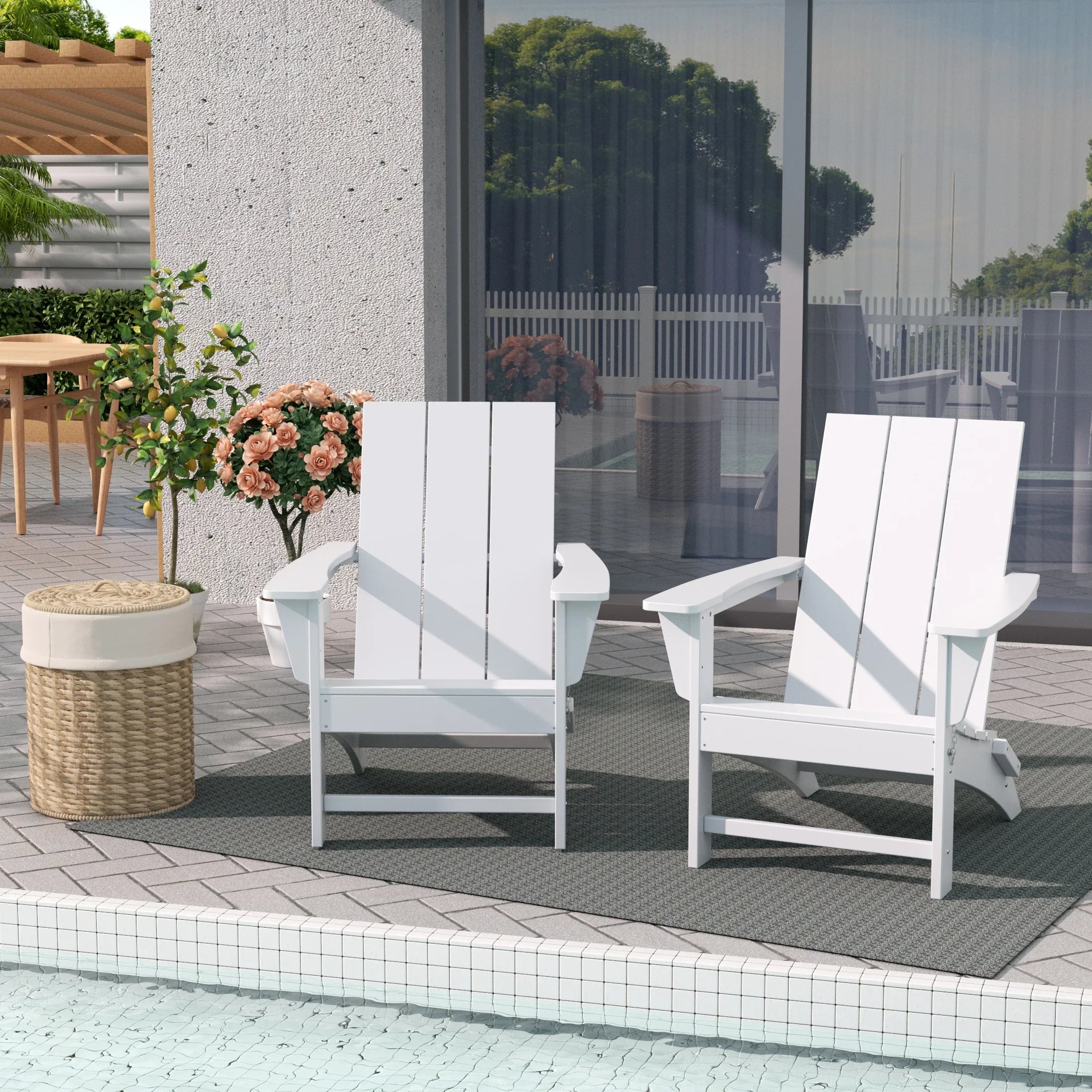 WestinTrends White Poly Lumber Adirondack End Table - 14x14x18.3", Weather Resistant, For Indoor/Outdoor