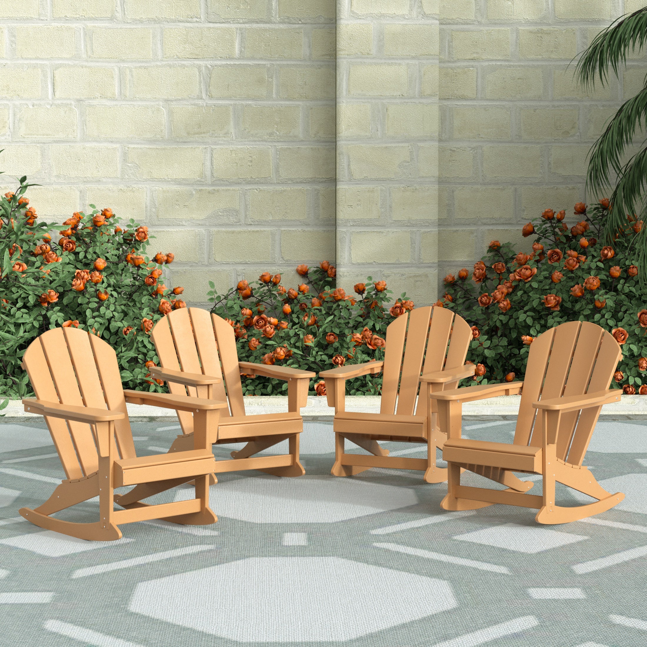 Paradise Malibu Outdoor Patio Porch Rocking Adirondack Chair (Set of 4)