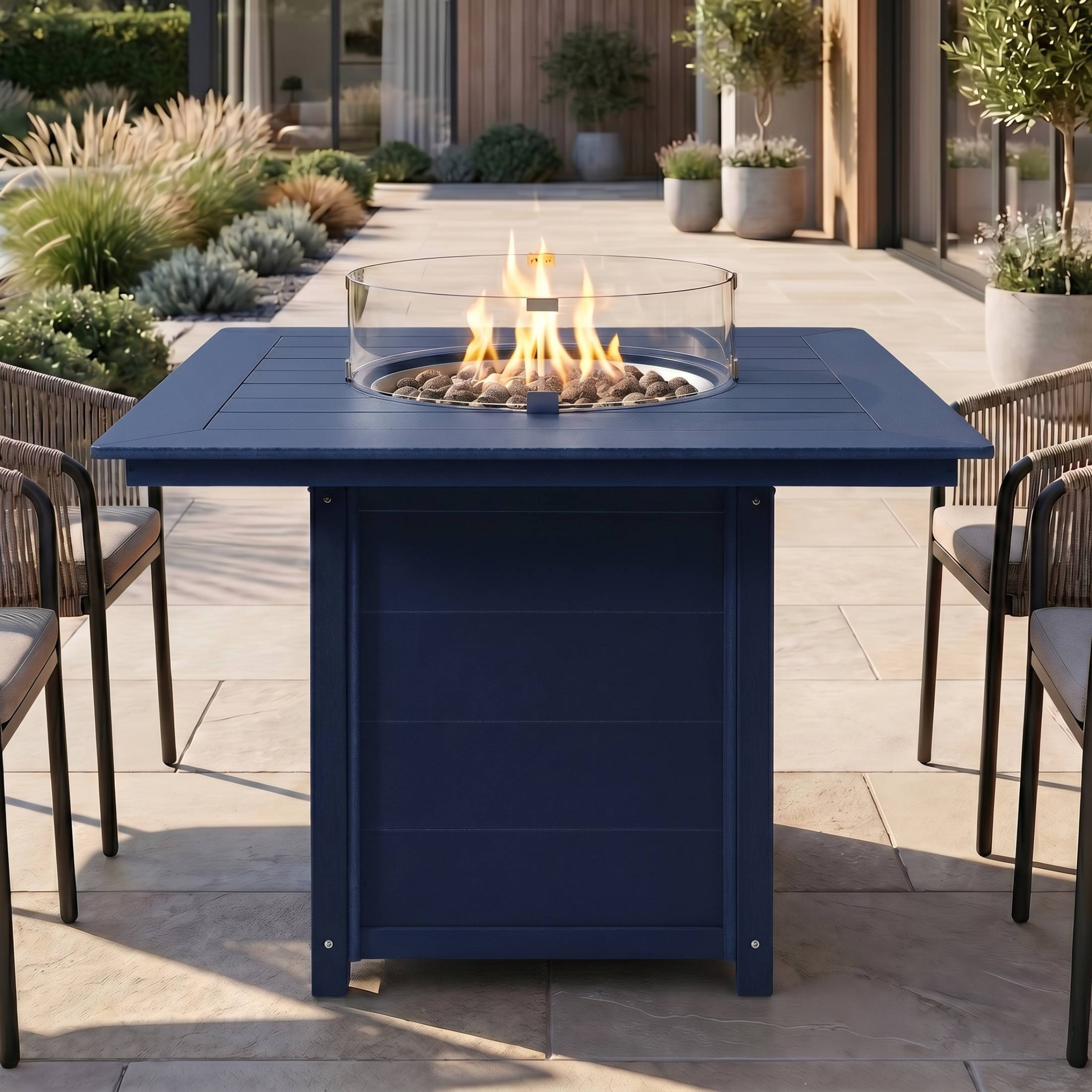 Sol 42" Modern Outdoor Patio Gas Propane Square Fire Pit Table