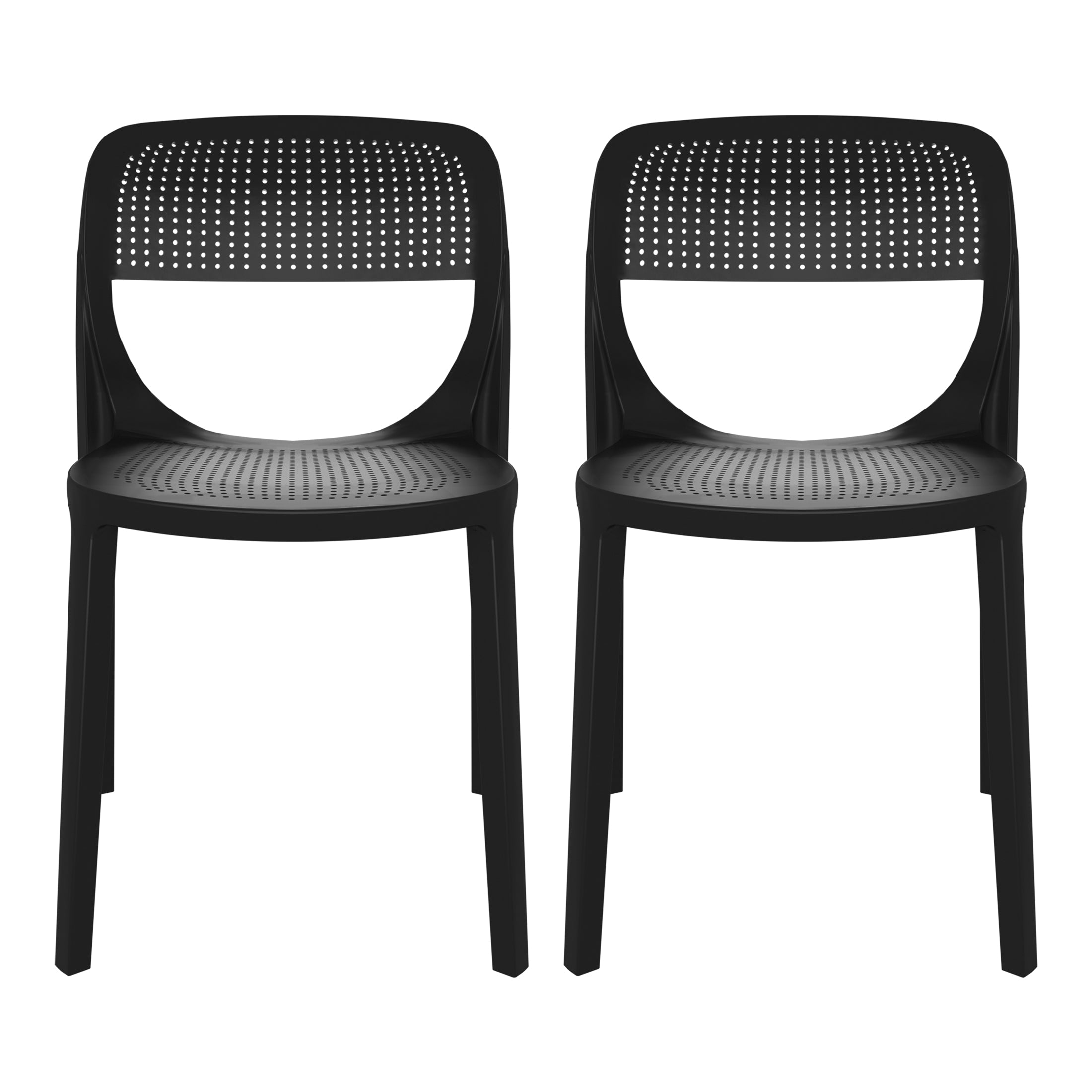 Sunshine Modern Stackable Plastic Resin Patio Dining Side Chair (Set of 2)