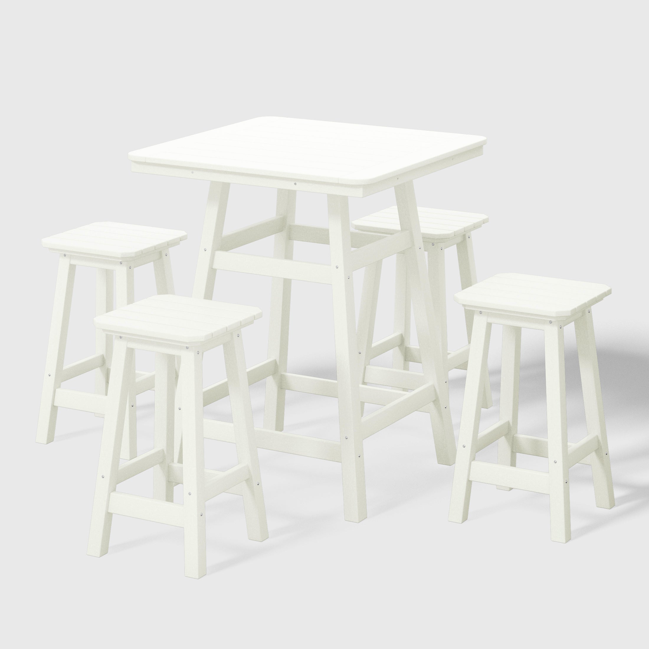 Paradise 5-Piece HDPE Outdoor Patio Dining Bar Bistro Table Set with Counter High Bar Stool
