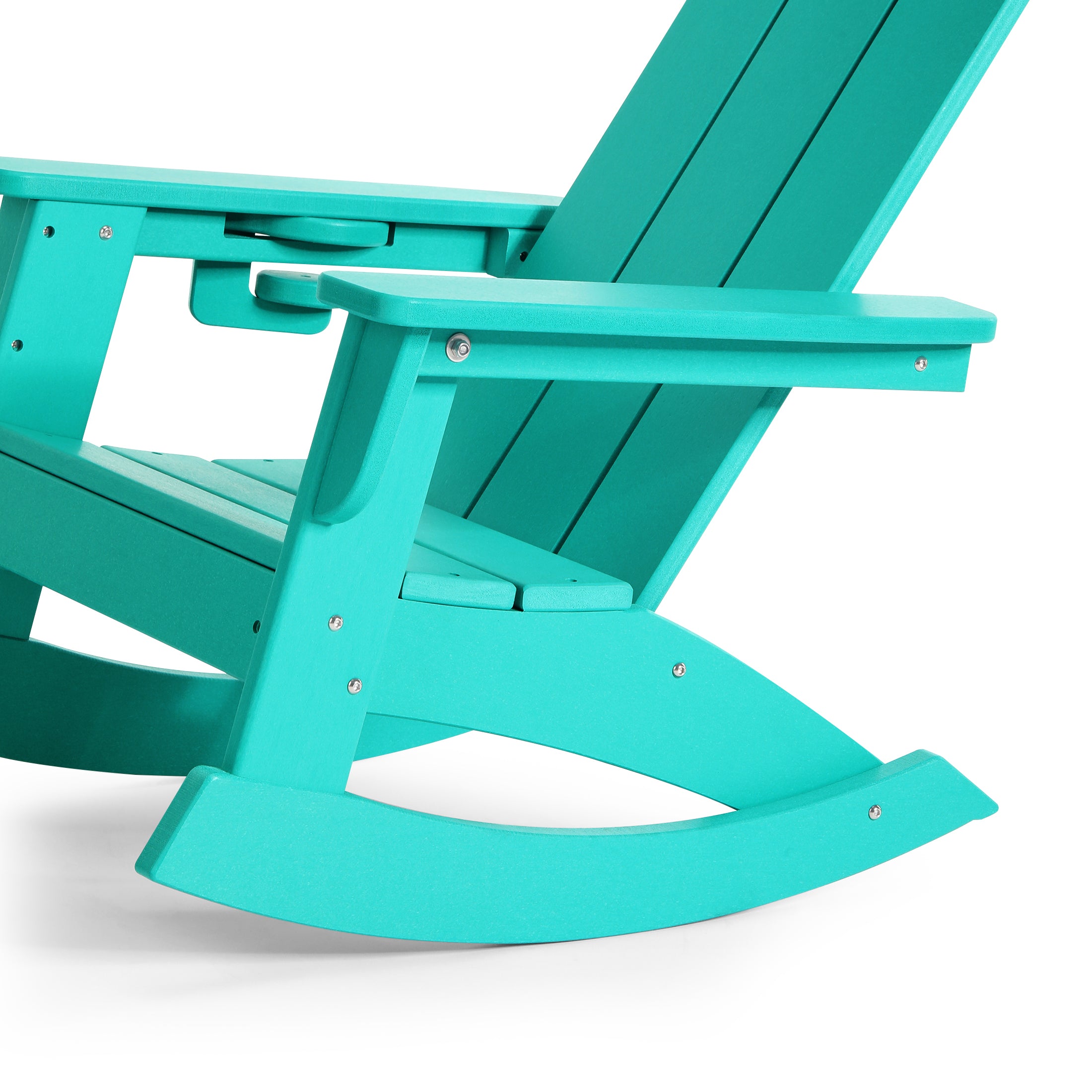 Palms 3-Piece Kids Modern Rocking Chair With Cup Holder and Square Side Table Set