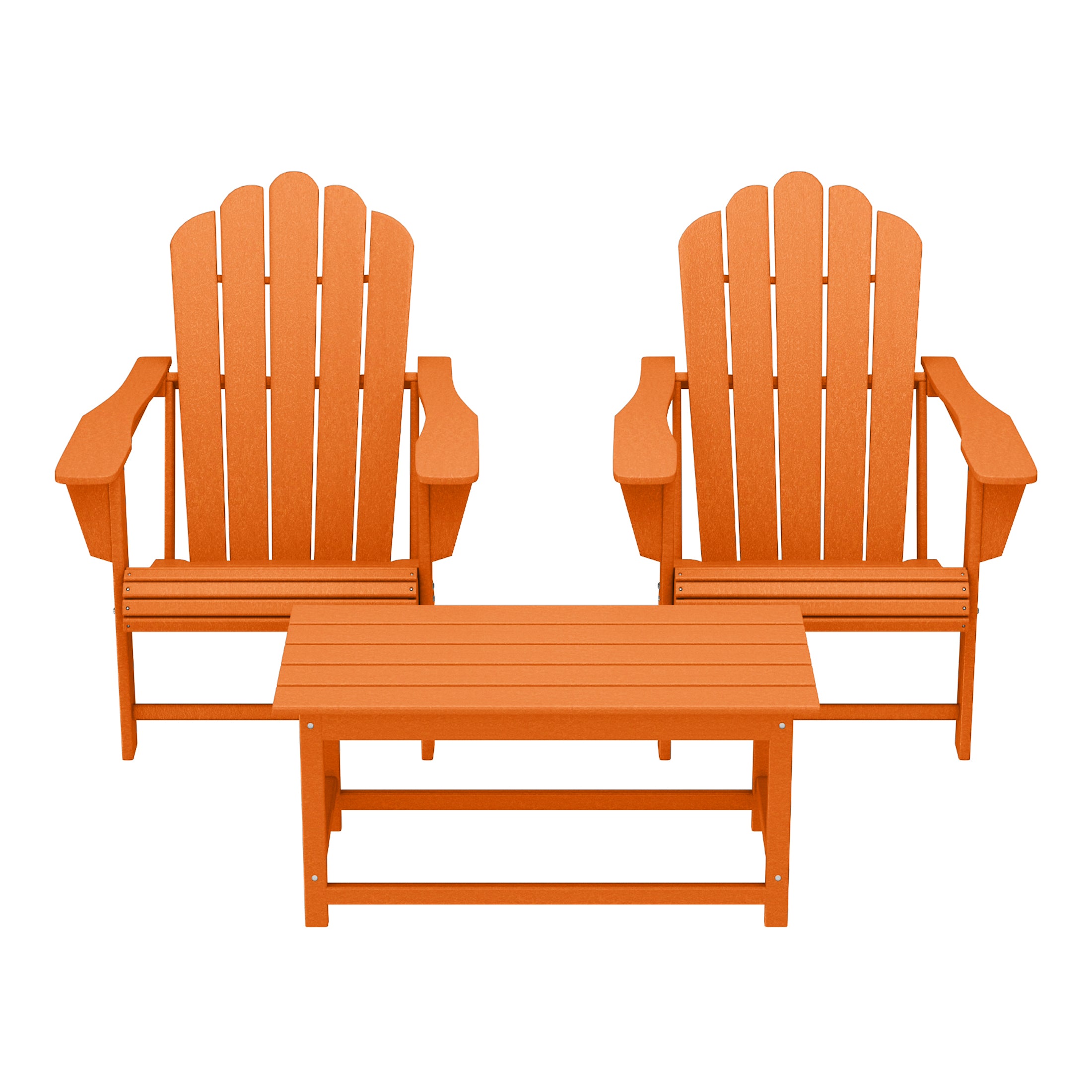 Lakeview 3-Piece Adirondack Chairs with Cup Holders and Coffee Table Set